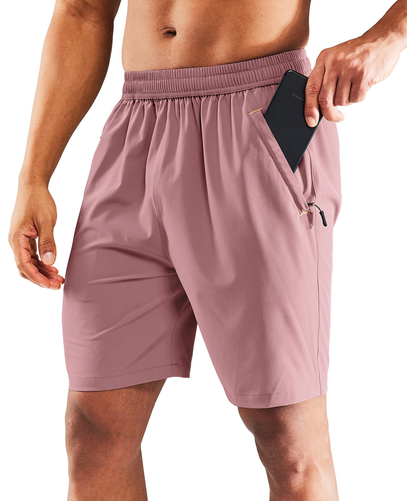 MIER Men's 7 Inch Athletic Shorts with 3 Zipper Pockets, Dry Fit