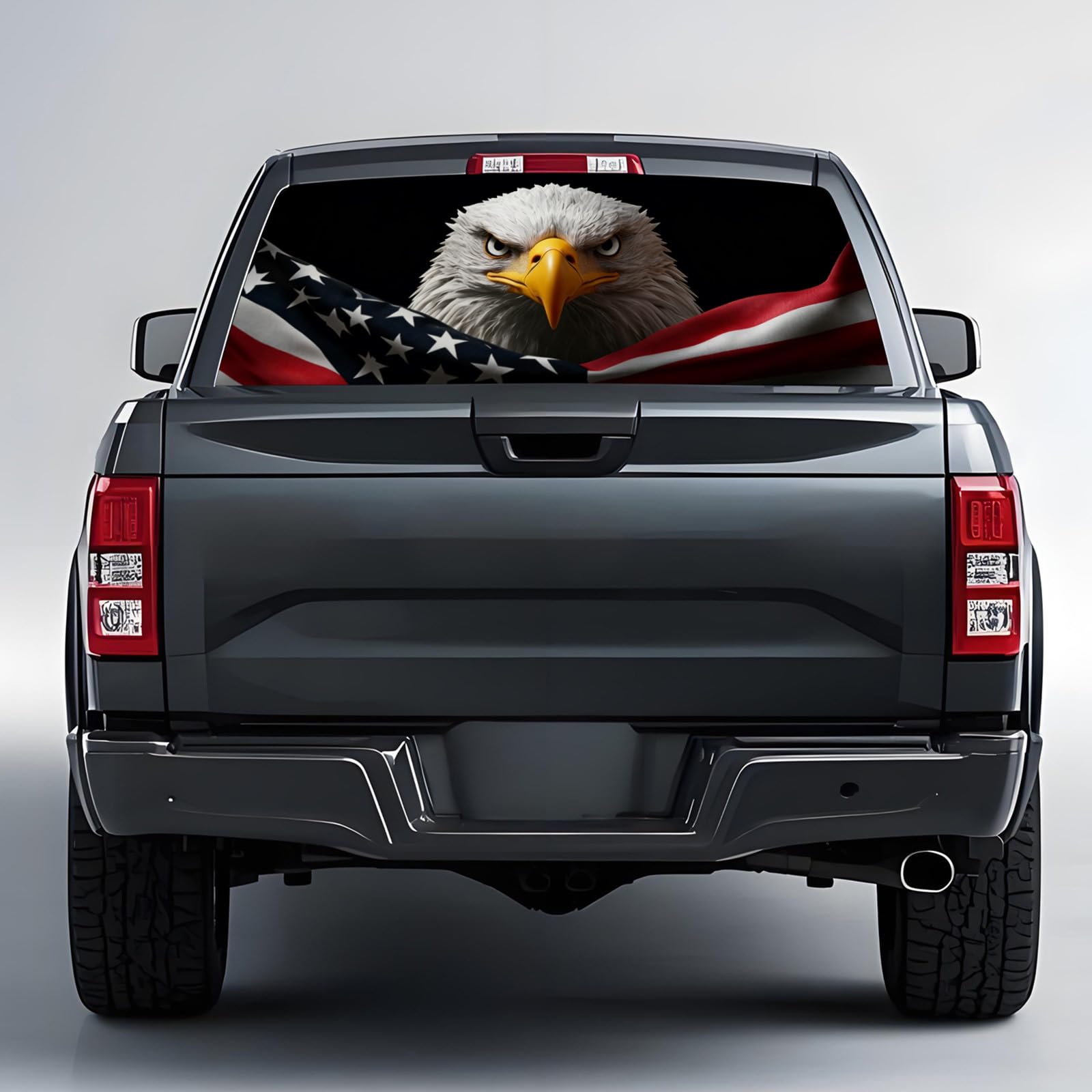 Back Window Decals for Trucks - 65x17.3 in Eagle Flag Window Decal Rear Window Decals for Truck Decor, Creative Truck Rear Window Decal for Personalized Decoration - Eagle-32-S