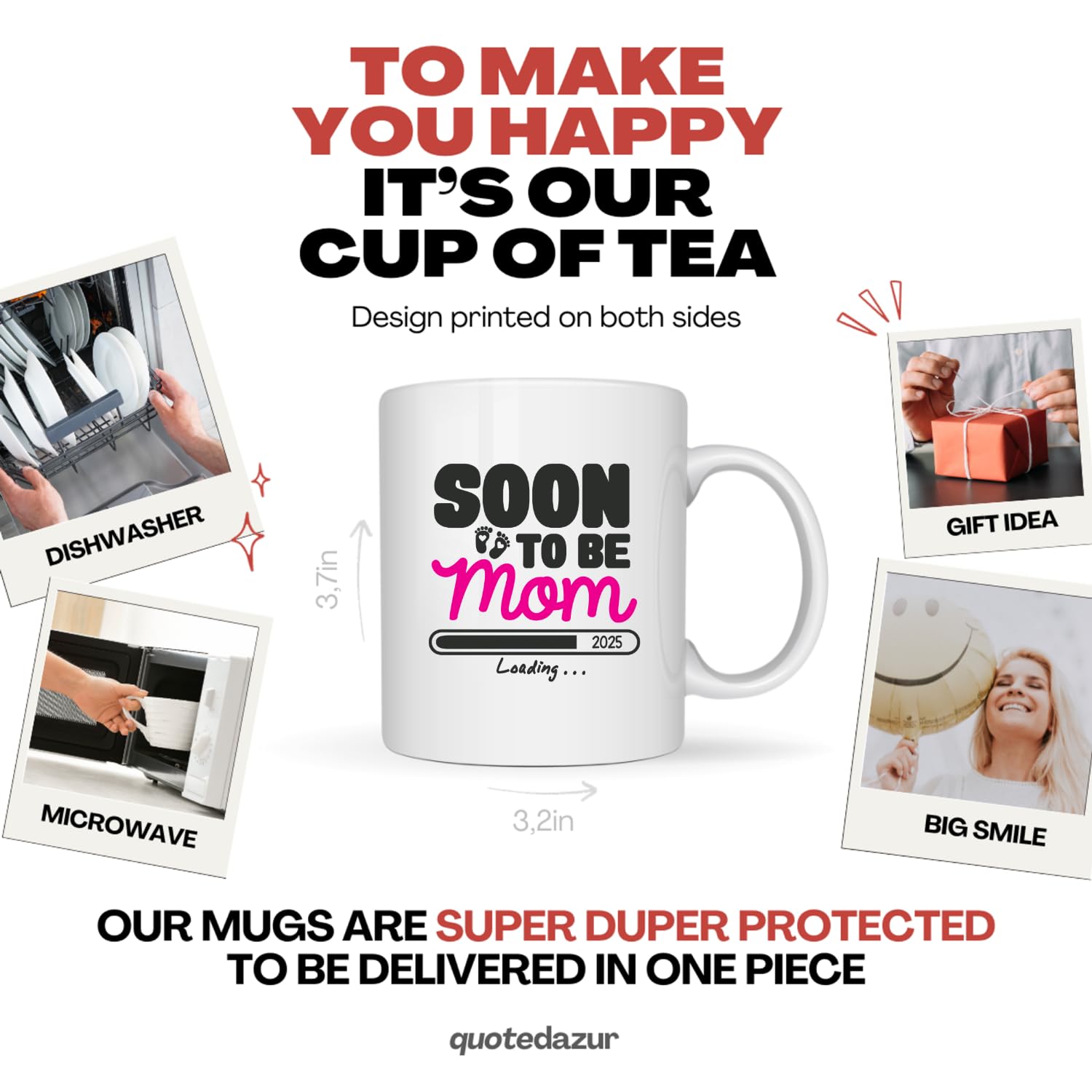quotedazur - Mug Soon To Be Mom In 2025 - Baby On The Way - Pregnancy Announcement - Maternity Gift For Expecting Mothers, Baby Showers, Gender Reveals