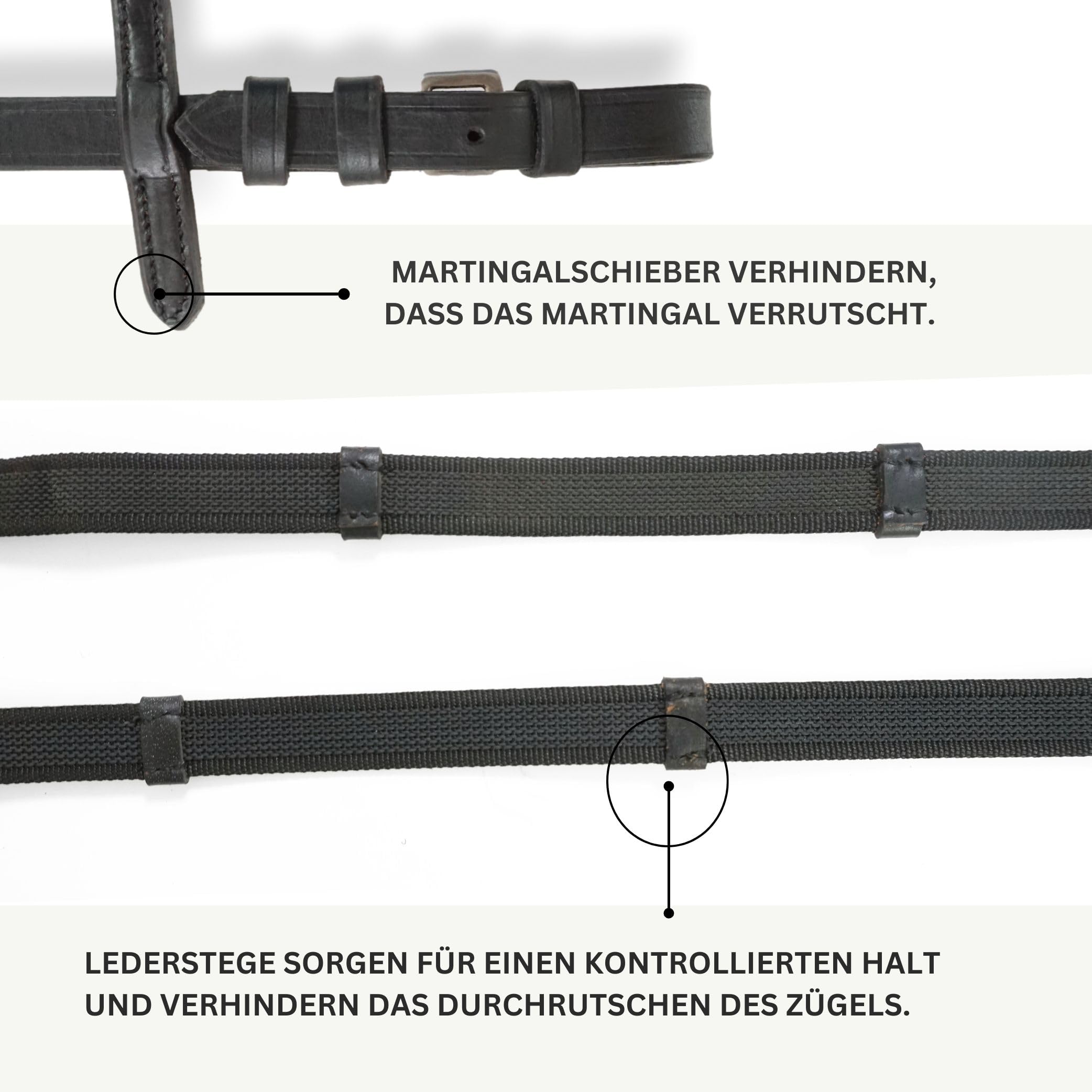Pferdelinis Trensen gommati durevoli nero marrone 18 mm 2,9 m