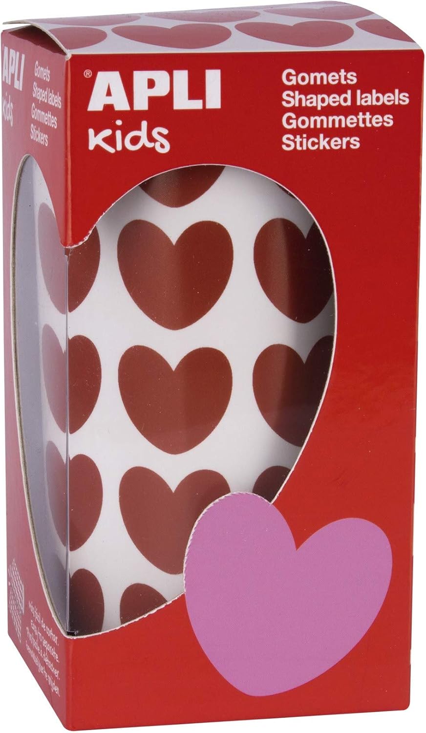 APLI Kids 16731 - Rollo gomets corazones 20 x 18 mm, Rojo