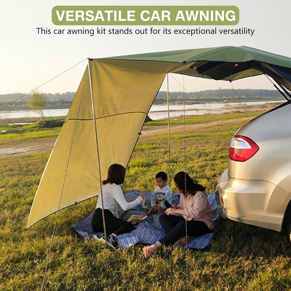 Proberos® Foldable Car Side Awning Sun Shelter Tent 118x78 Inches, Military Green, UPF 50+ UV Protection with Storage Bag for Camping, Travel, Outdoor Adventures 6 Proberos® Foldable Car Side Awning Sun Shelter Tent 118x78 Inches, Military Green, UPF 50+ UV Protection with Storage Bag for Camping, Travel, Outdoor Adventures - Image 6