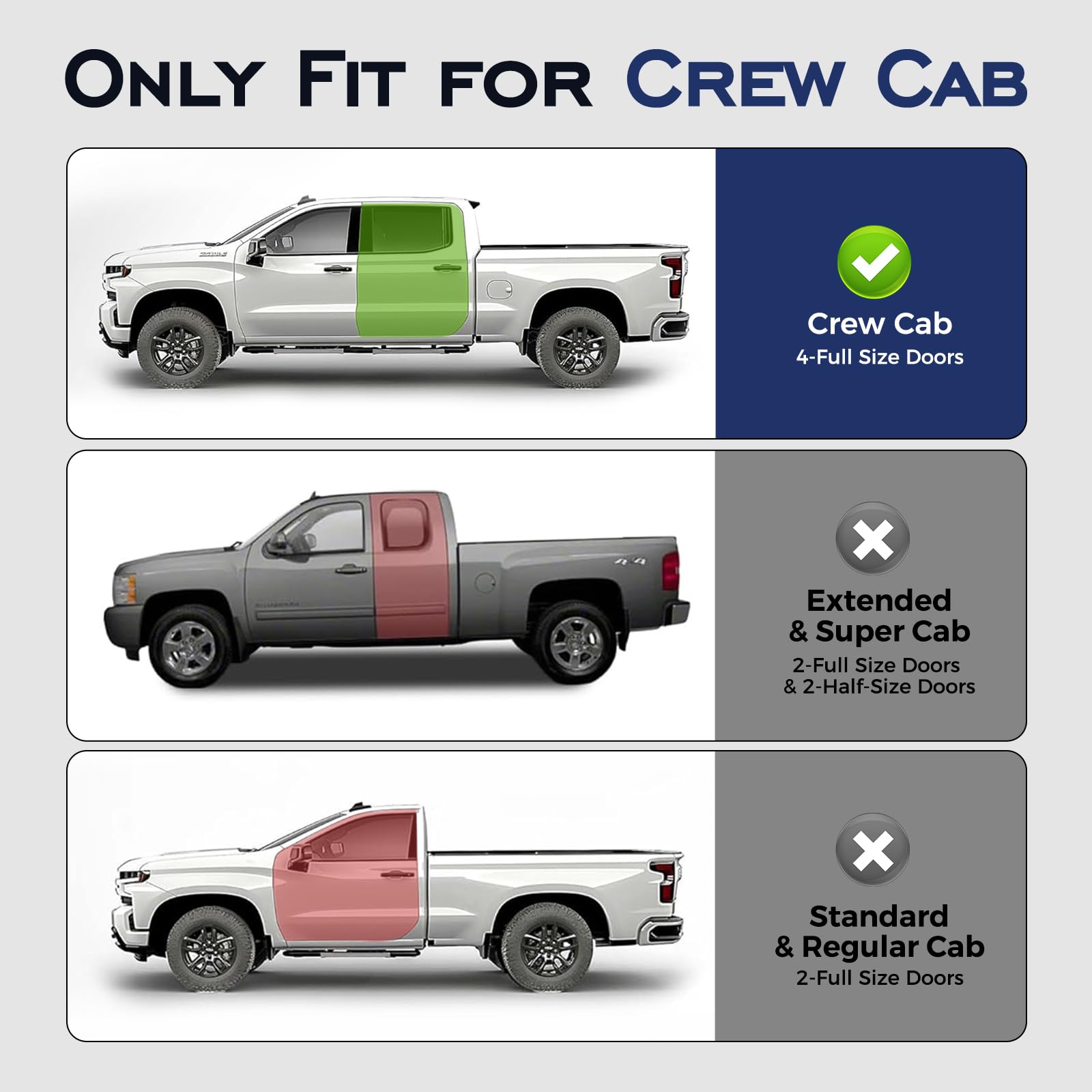 CreekT for Chevy Silverado for GMC Sierra Floor Mats 2019-2025 2026 Crew Cab Only Fit with Rear Under-Seat — view 2