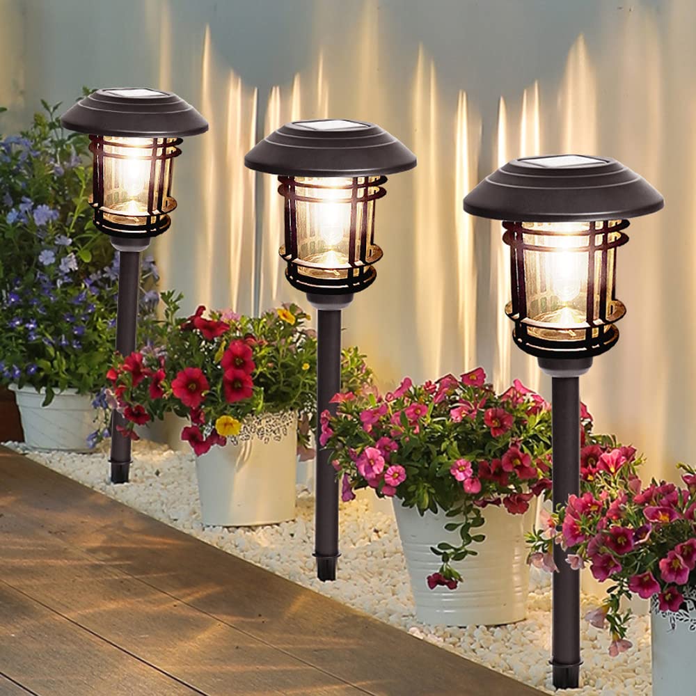 Solar Post Lights Oświetlenie ogrodowe, Solarna lampa trawnikowa, Wodoodporne oświetlenie krajobrazu, Dekoracyjne oświetlenie w stylu ścieżki, Bez rachunków za prąd, bez okablowania Oświetle
