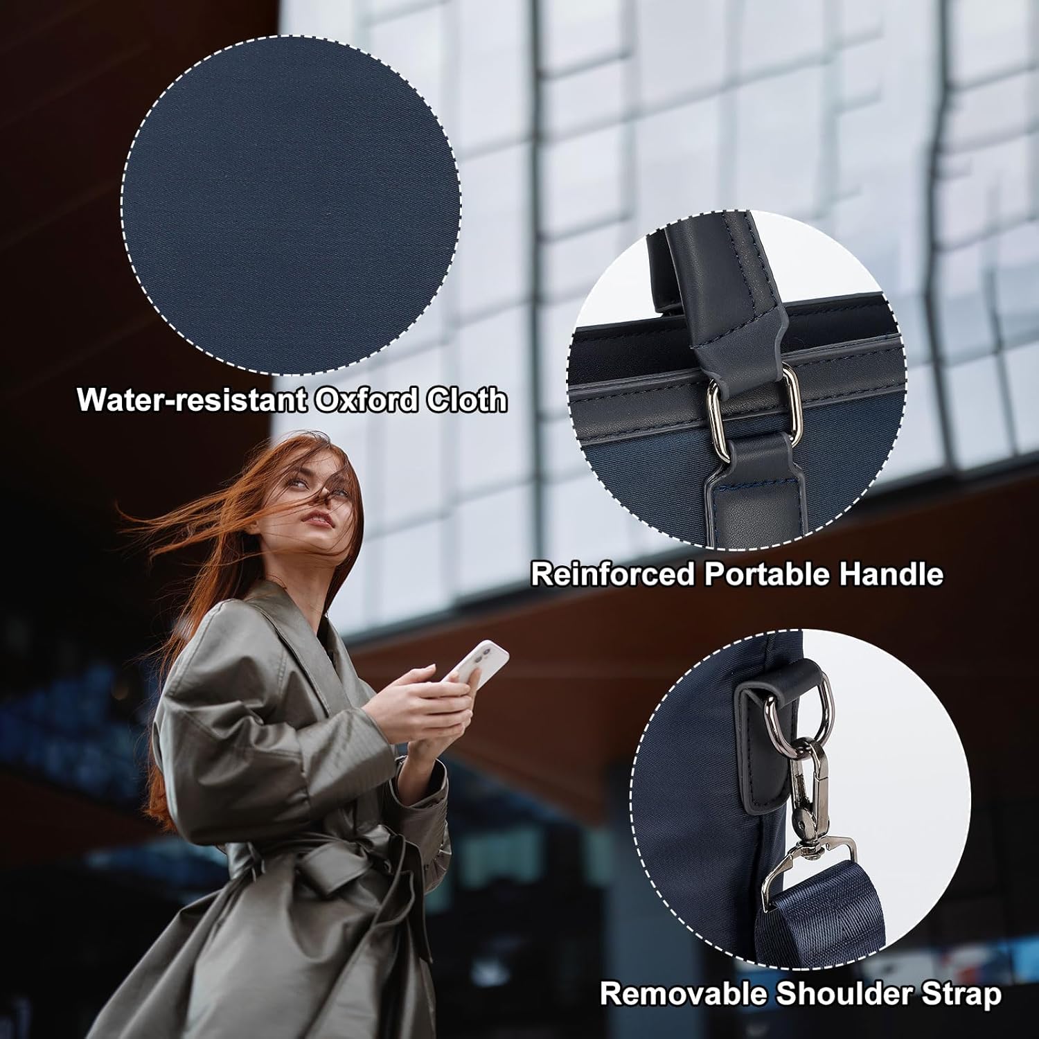 uxcell Laptop Briefcase Bag Oxford Removable Adjustable Shoulder Strap for Business Travel