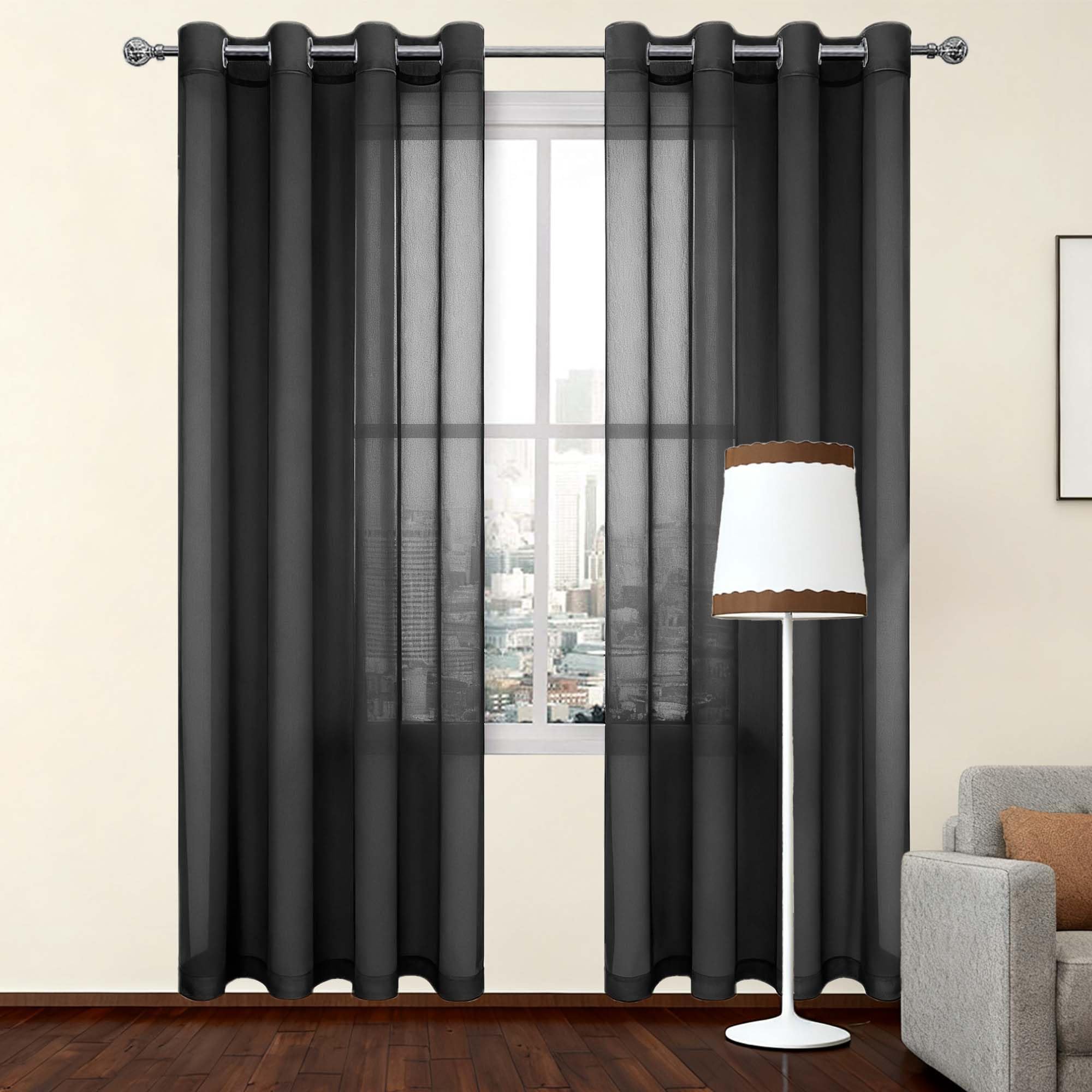 Voilage noir 360 x 170 cm contre les reflets du soleil rideau de fenêtre souple