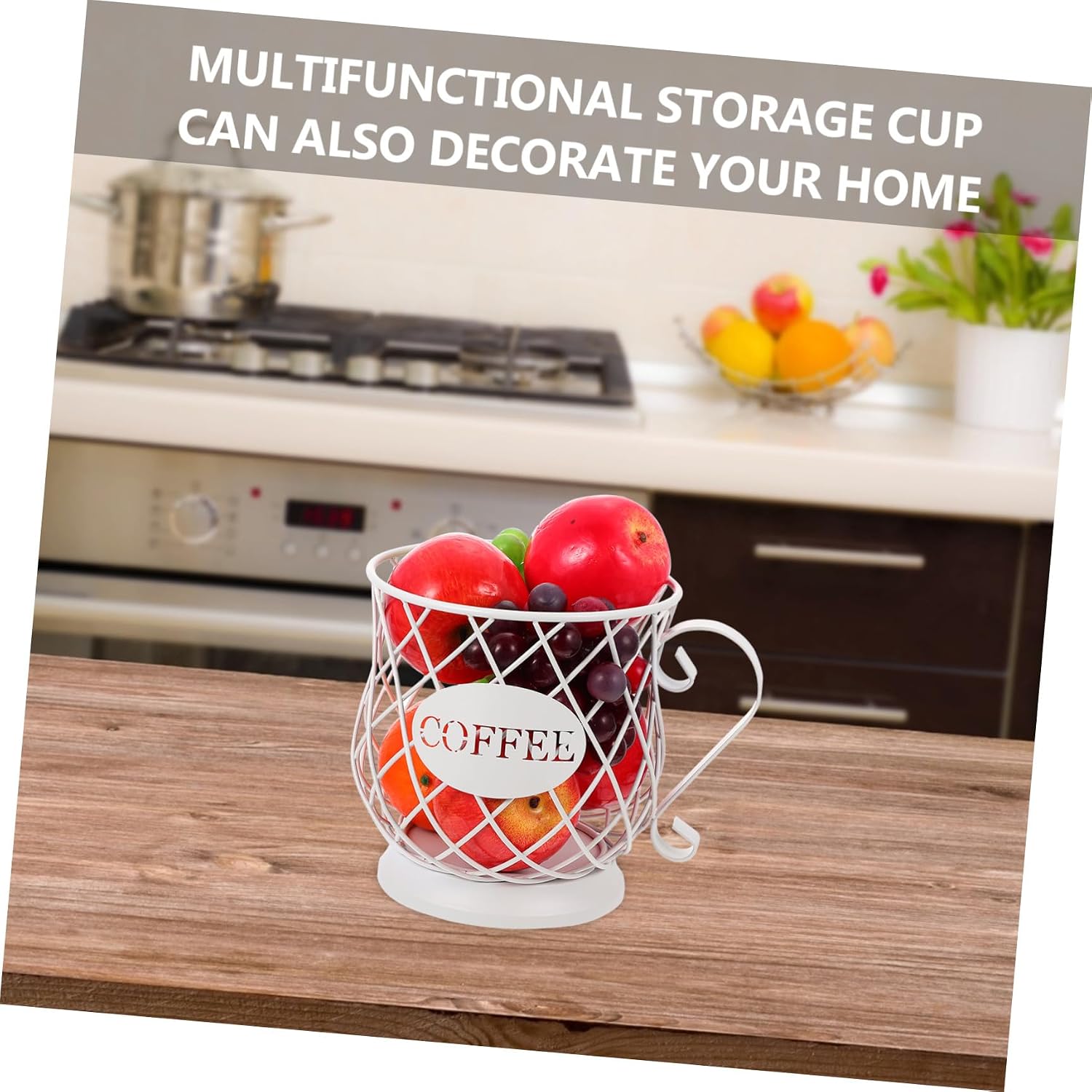 Metal Coffee Pod Holder Organizer Large Capacity Coffee Capsule Mug Storage Basket for Kitchen Counter and Office Desktop Decorative Cup Keeper