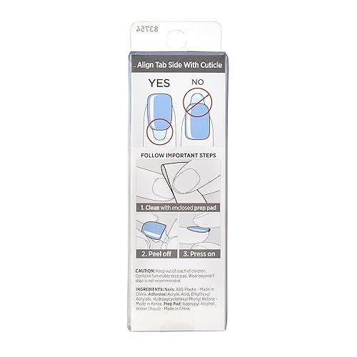 Miniatura 3 de KISS imPRESS Uñas a presión sin pegamento, 'Baby why so Blue', Azul, Tamaño corto, Forma cuadrada, Incluye 30 uñas, almohadilla de preparación, hoja