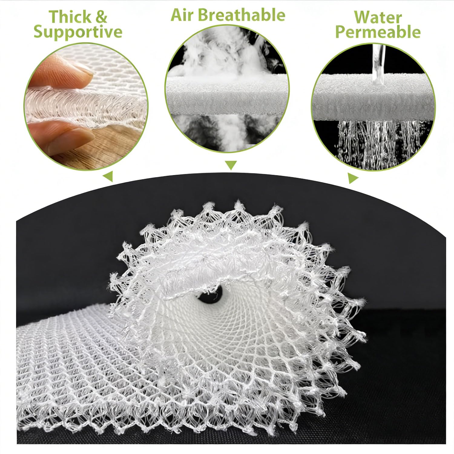 Atmungsaktives 3D Air Mesh Gewebe 3 Lagen Sandwich Abstandsgewebe aus Polyester für Matratzenunterlage Abstandsgewirke DIY Bastelarbeiten, Matratzenpolsterung, Auto(Size:2.1*2m,Color:Thickness 10mm)