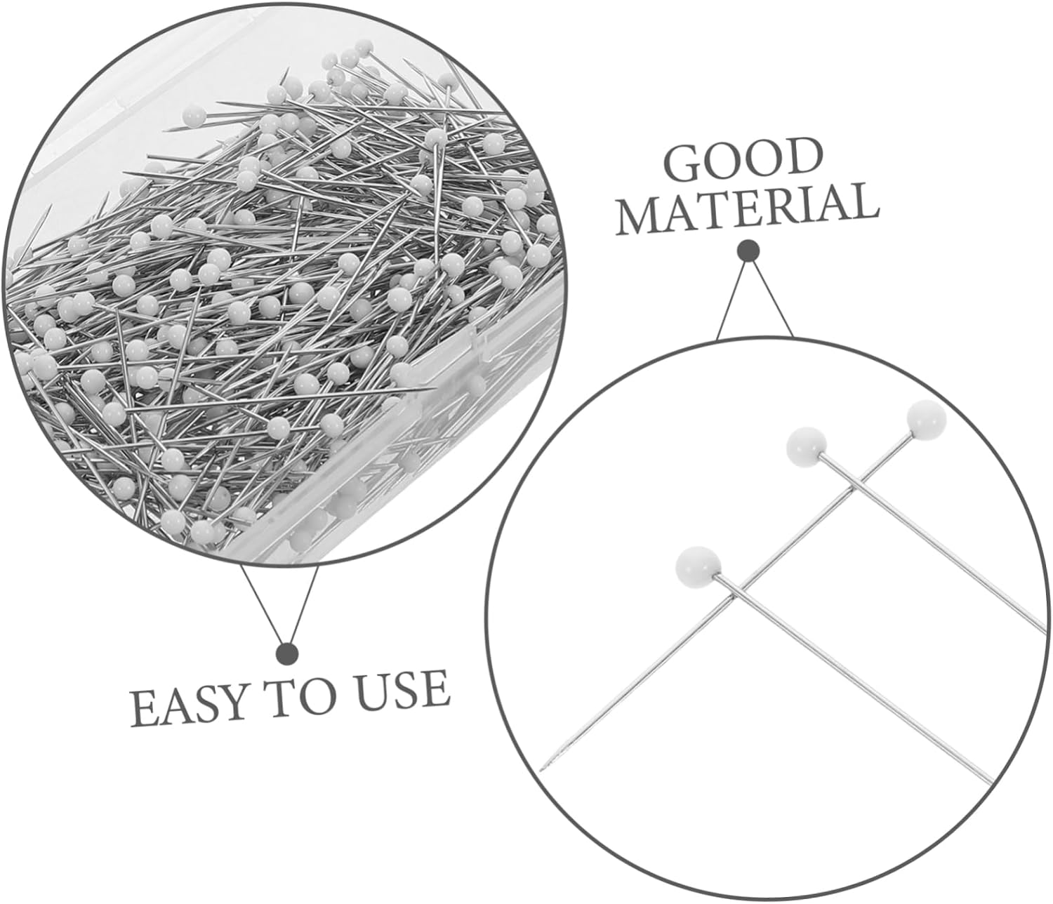 Generic 500pcs Straight Head Pins with Glass Heads for Sewing Dressmaking Quilting and Crafting Projects for Accurate Positioning and Versatile Usage