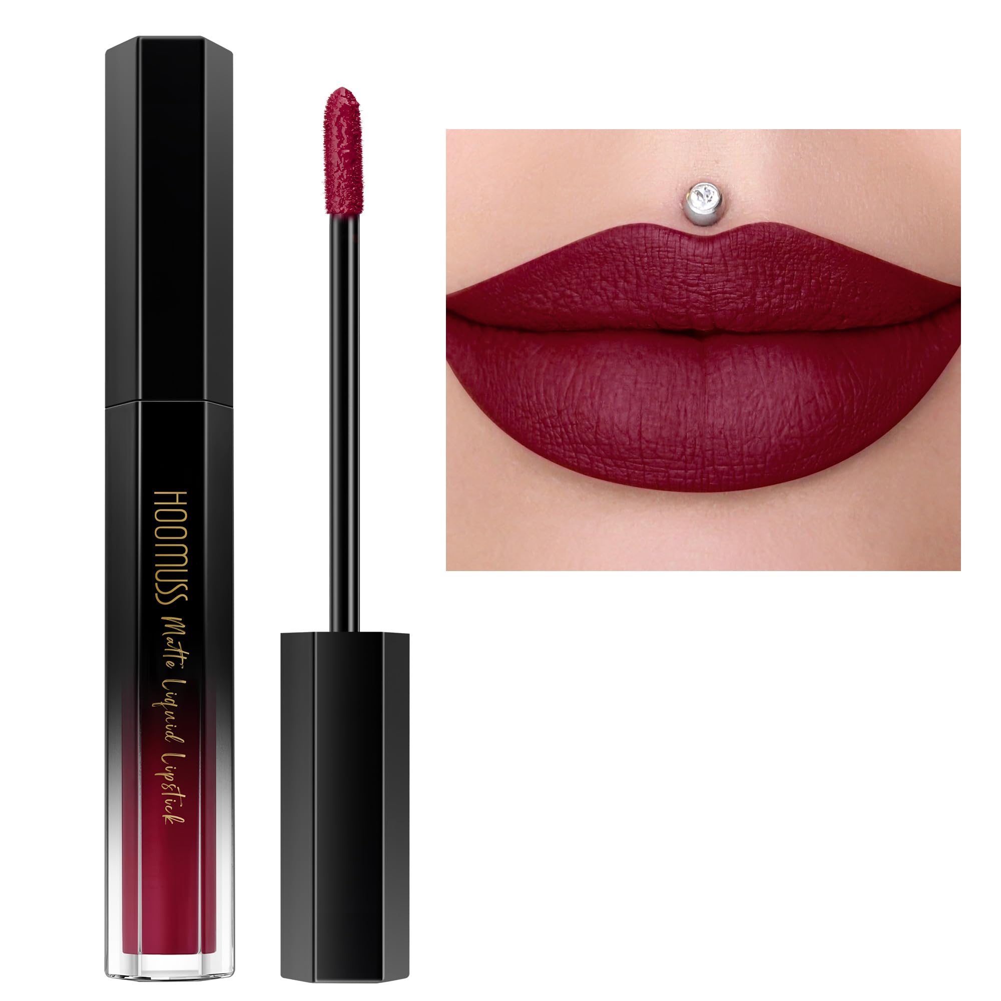 Burgundy Lipstick Long Lasting, Matte Liquid Lipsticks for Women Non Transfer Smudgeproof Smooth and Easy to Appy Cruelty Free Lip Color, M47 Burgundy Love