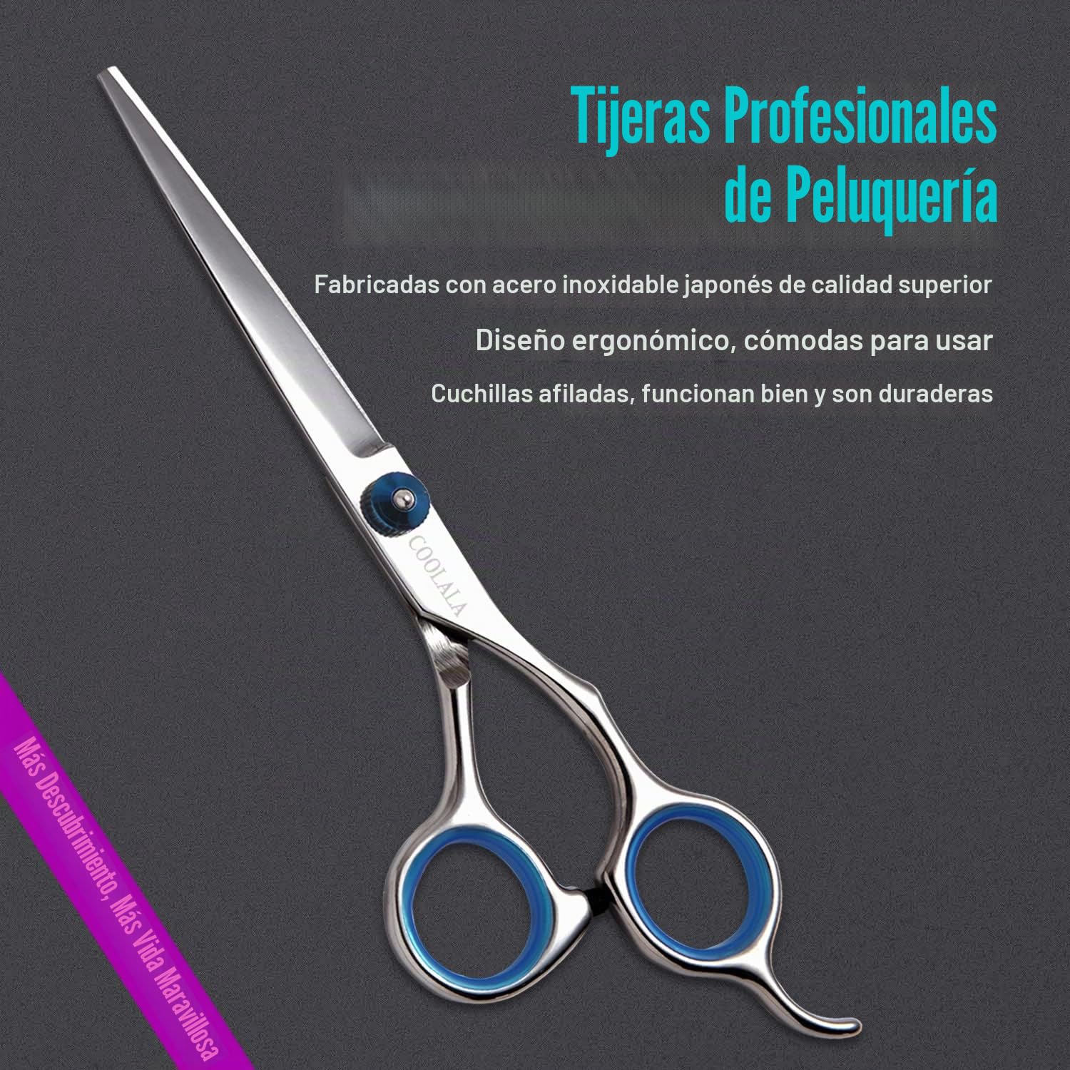 COOLALA Tijeras de corte de pelo de acero inoxidable de 6.5 pulgadas, tijeras de afeitar de peluquería profesionales, tijeras de corte de pelo, un peine incluido, uso doméstico para hombres, mujeres,