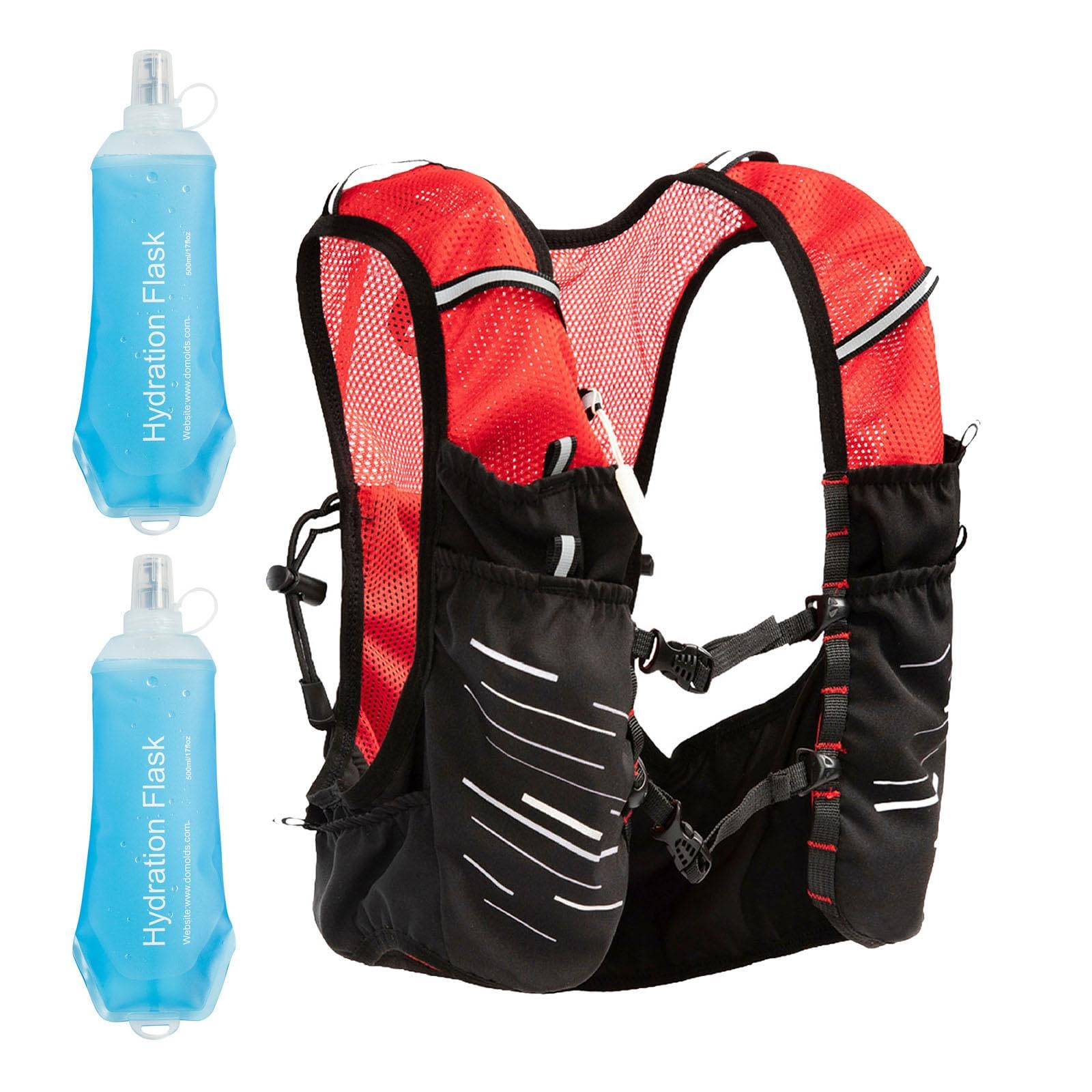 3 Pièces Gilet Running Équipement Hydratation Sac Jogging Randonnée Veste Polyester Léger Bretelles Réglables Compartiment Fonctionnel Convient