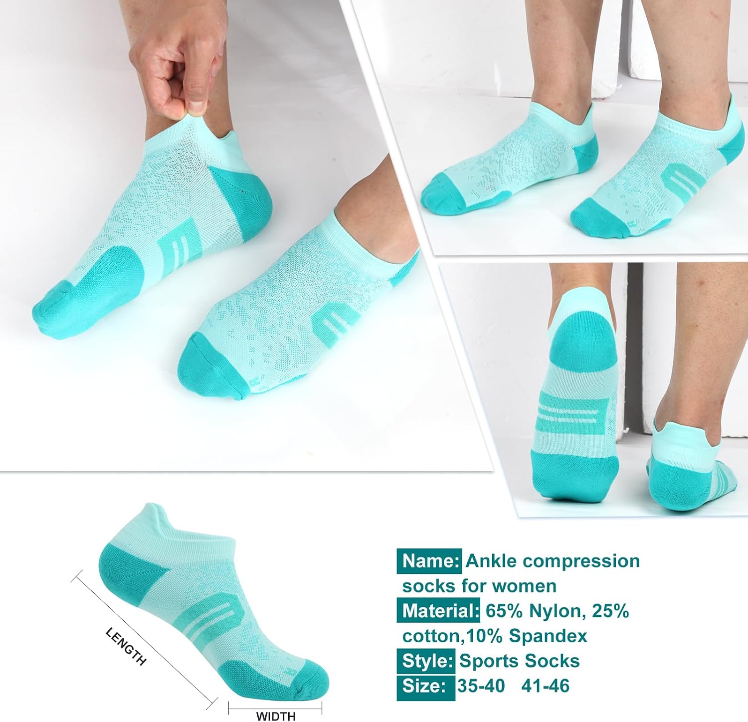 BUDERMMY Womens Ankle Compression Socks with Arch Support Athletic Low cut Running Socks for Women Workout Cushion 5 Pairs