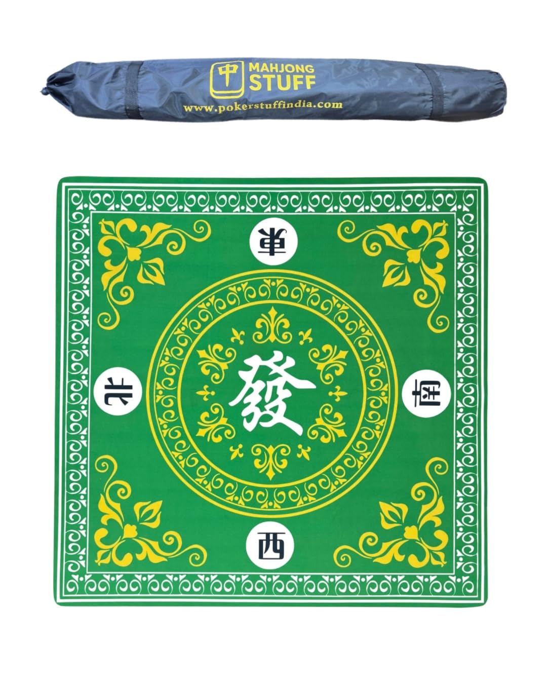 POK3R STUFF INDIA Mahjong Mat M5 | 36 x 36 Inch Velvet Mahjong Game Mat with Anti-Slip Rubber Base | Noise Reducing Table Mat for Mahjong & Board Games (Green) 1