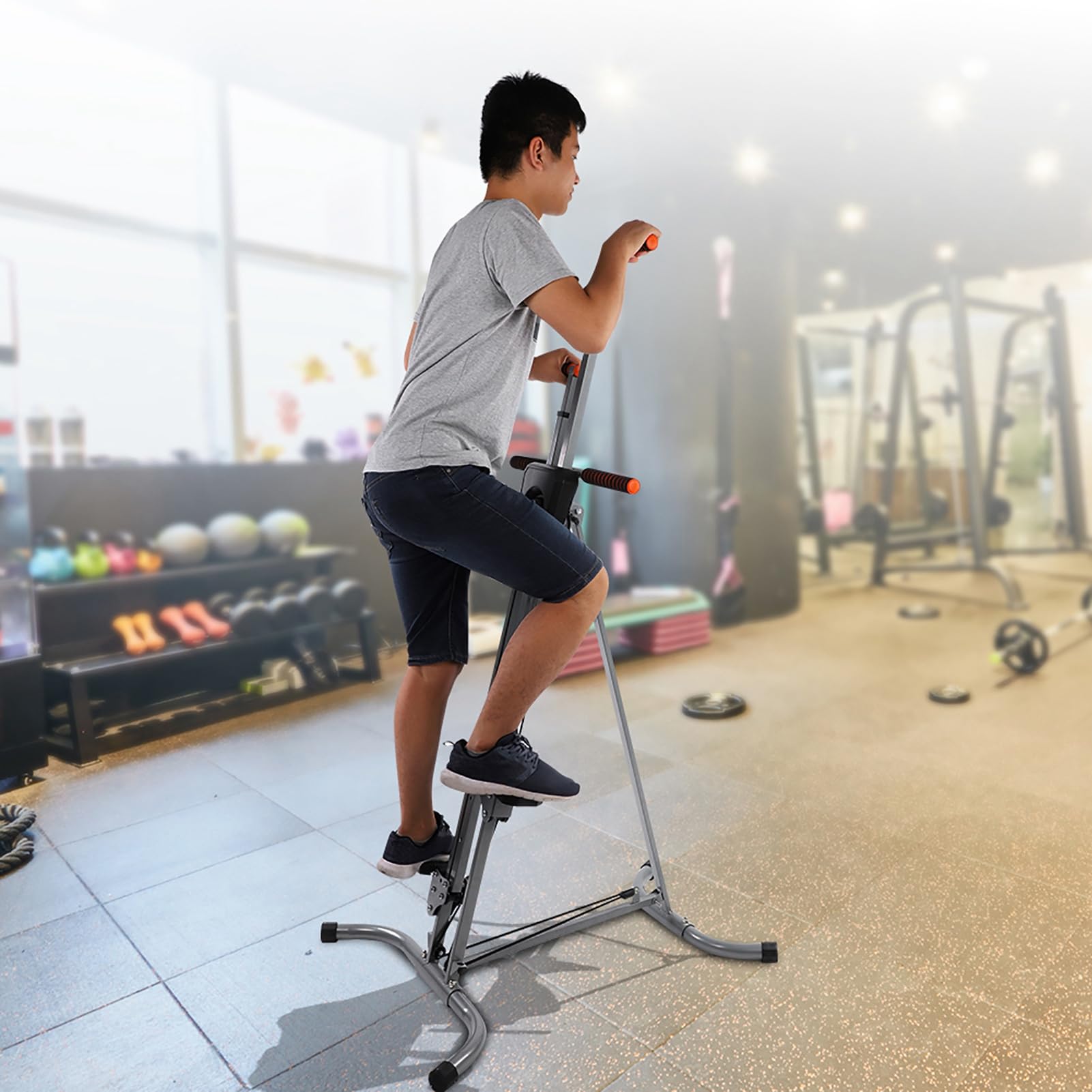 Sorandy Máquina de Ejercicios Escaladora Vertical con Marco de Acero Resistente para Cardio en el Hogar con y Pantalla Ajustables