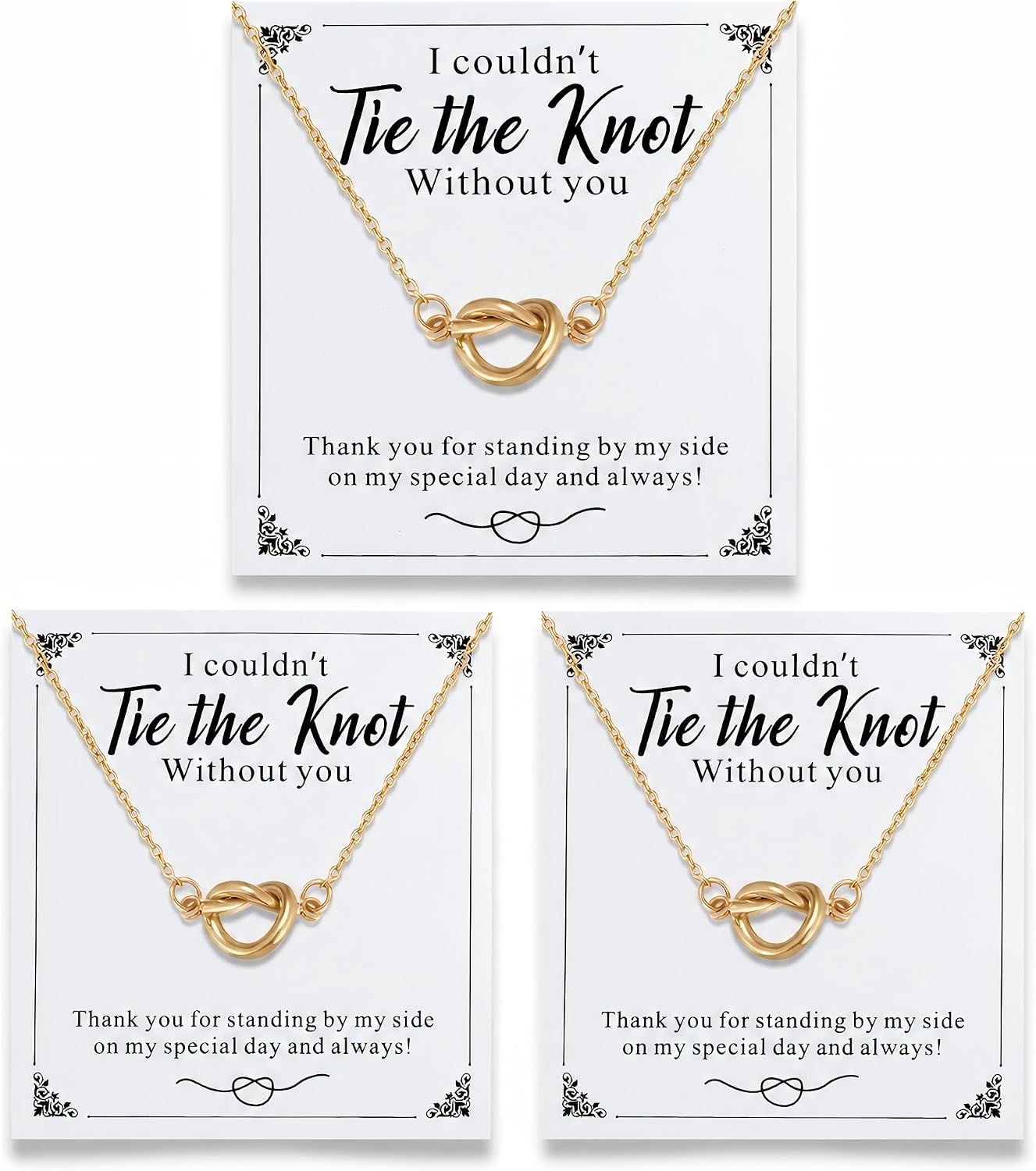 Ralukiia Bridesmaid Necklace Gift, Tie The Knot Jewelry, Bridesmaid Proposal Gift, Wedding Day Thank You Keepsake, Bridal Party Jewelry for Maid of Honor and Bridesmaids