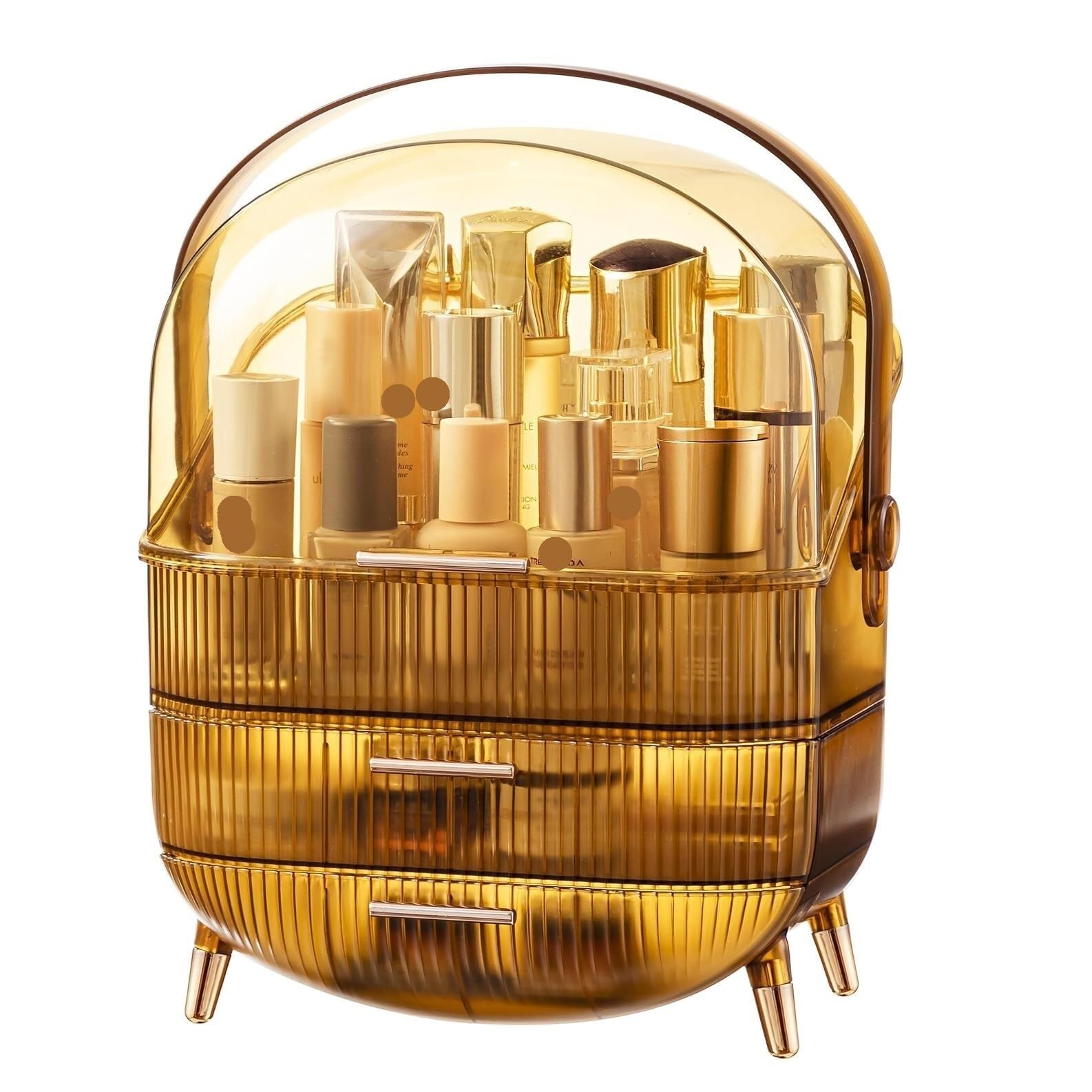 Porta Trucchi,Toeletta Organizzatore Portatile per Trucchi con Coperchio Antipolvere per Bagno Custodia per Cosmetici Vetrina per Organizzatori per La Cura della Pelle Multifunzione(A)