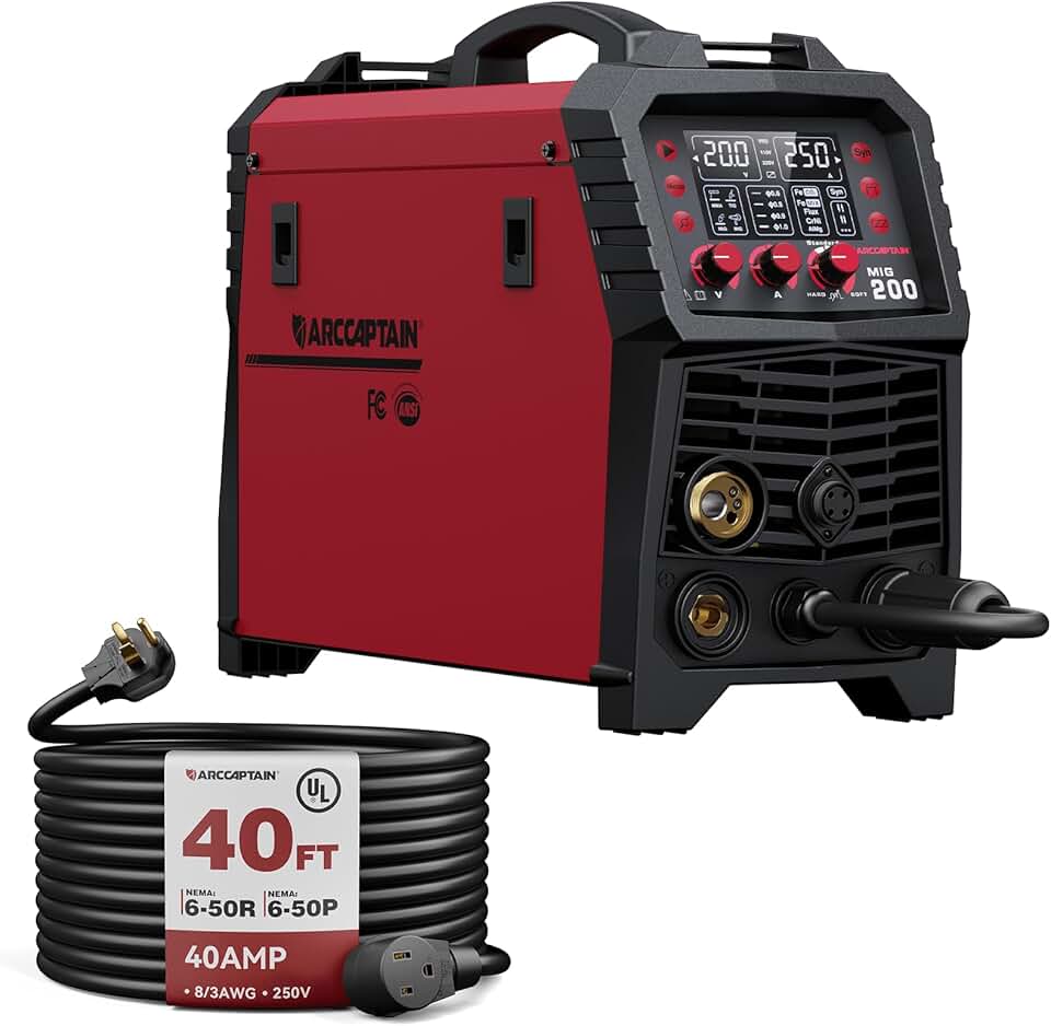 ARCCAPTAIN 250A MIG Welder & 40Amp 40ft Welder Extension Cord 8 AWG