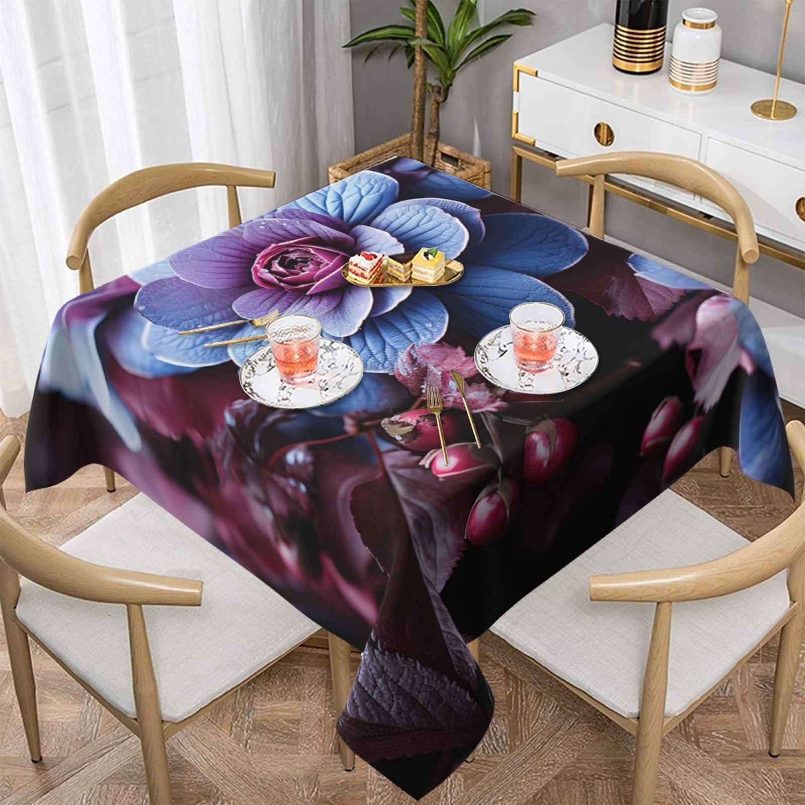 Nappe carrée violette 152x152 cm imperméable et lavable pour table de fête