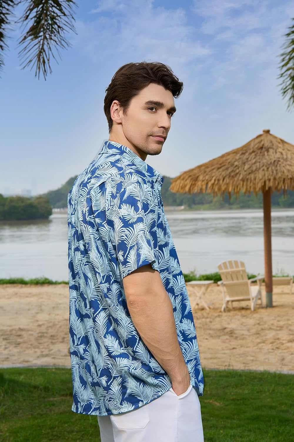 Mens Hawaiian Shirts Short Sleeve Button Down Casual Tropical Beach Shirts - Image 5