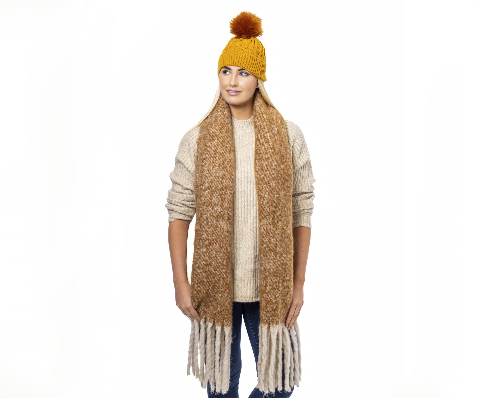 Heritage Traditions Mocha Soft Touch Herringbone Fomo Blanket Scarf (Mocha)