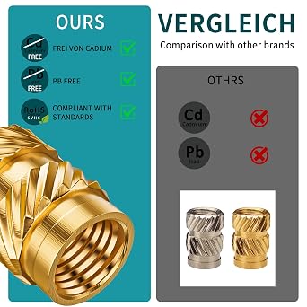 50Pcs Threaded Inserts M4Sx4.0 Brass Heat Set Insert for Plastic and 3D Printing Components