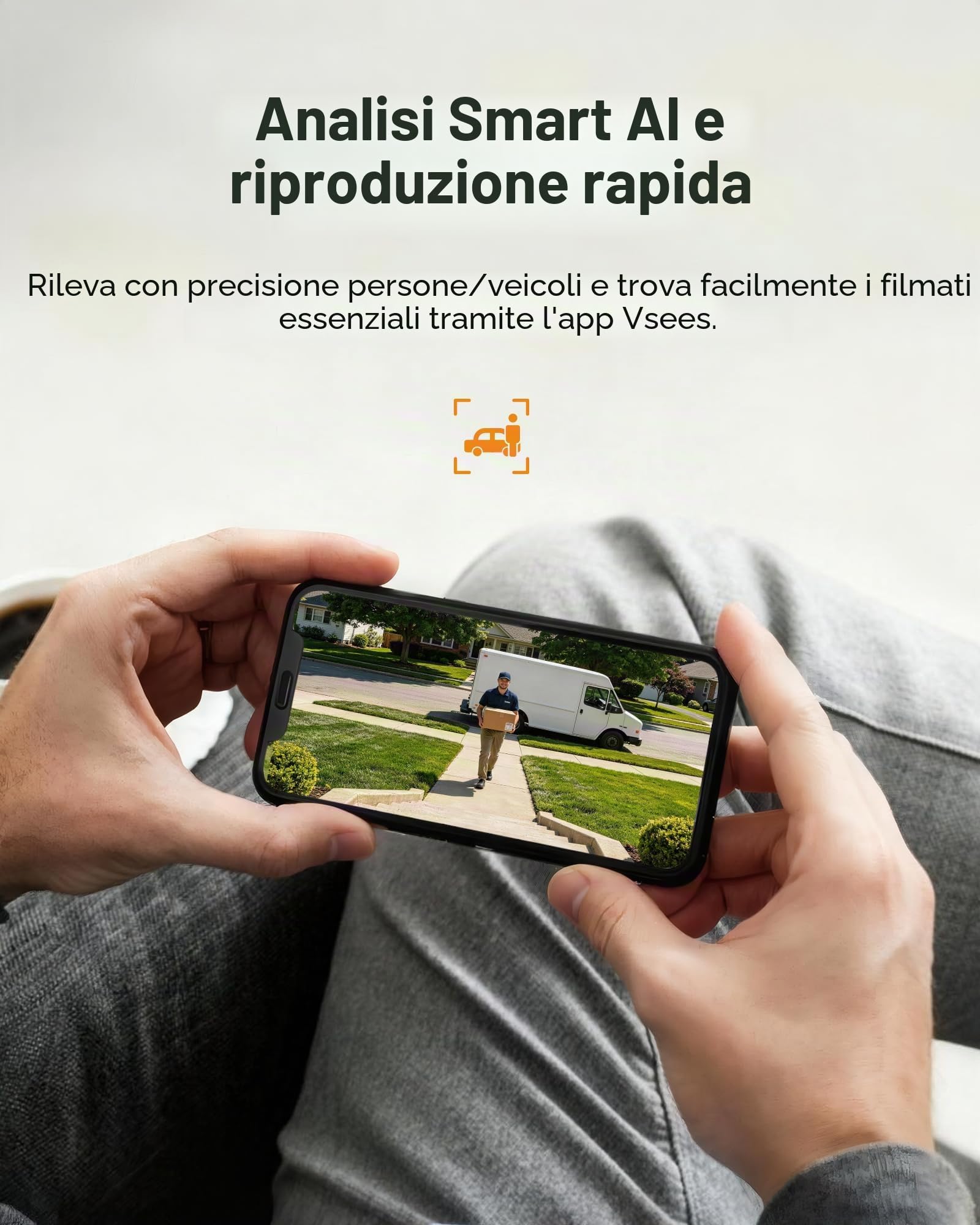 Anlapus H.265+ Kit Videorveglianza Esterna 2MP FHD 1080P, DVR 8CH 500GB, Rilevamento IA Persone & Veicoli, Avviso Istantaneo & APP Gratuito, Sorveglianza Domestica 24/7, Telecamera Cupola Bianca