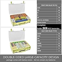Vista 3 de Caja organizadora de batería Aptbyte con soporte de almacenamiento y probador - 269 baterías Paquete de variedad de doble cara, contiene AA AAA 4A C