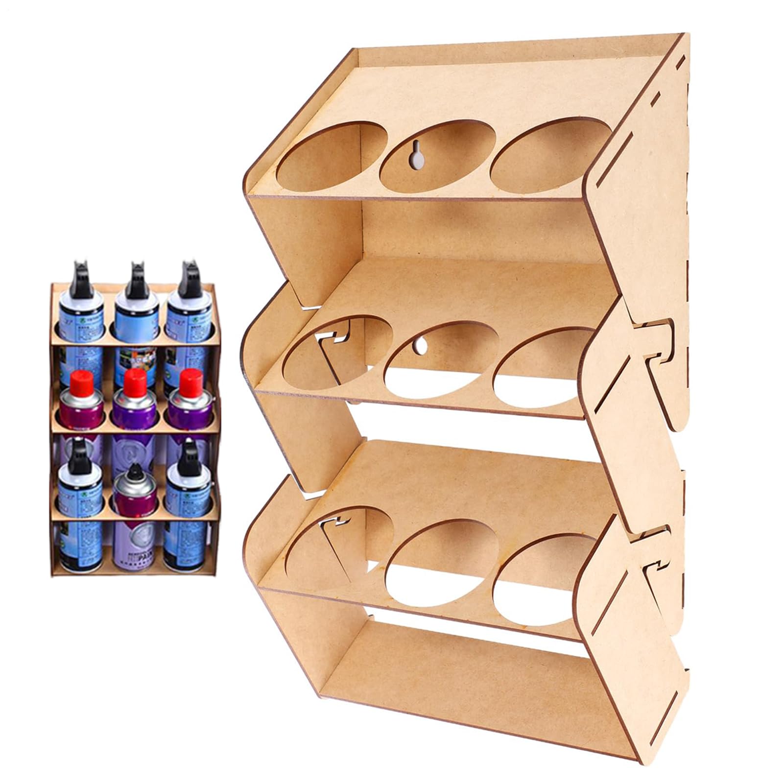 Organizer per bombolette spray – Supporto in legno per aerosol a 3 livelli, organizer per pittura | Pratico accessorio per pittura, modellismo, officina, rimorchio, , studio