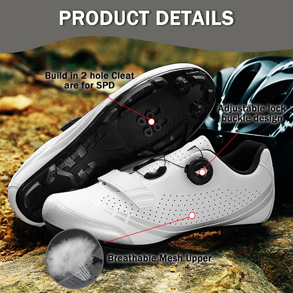 ENEN Scarpe MTB Uomo, Scarpe da Ciclismo Uomo, Scarpe Spinning Donna, Scarpe MTB SPD, Scarpe Mountain Bike Compatibili con Pedali SPD 2 Bulloni con Tacchette, 36-47 EU Scarpe Bici