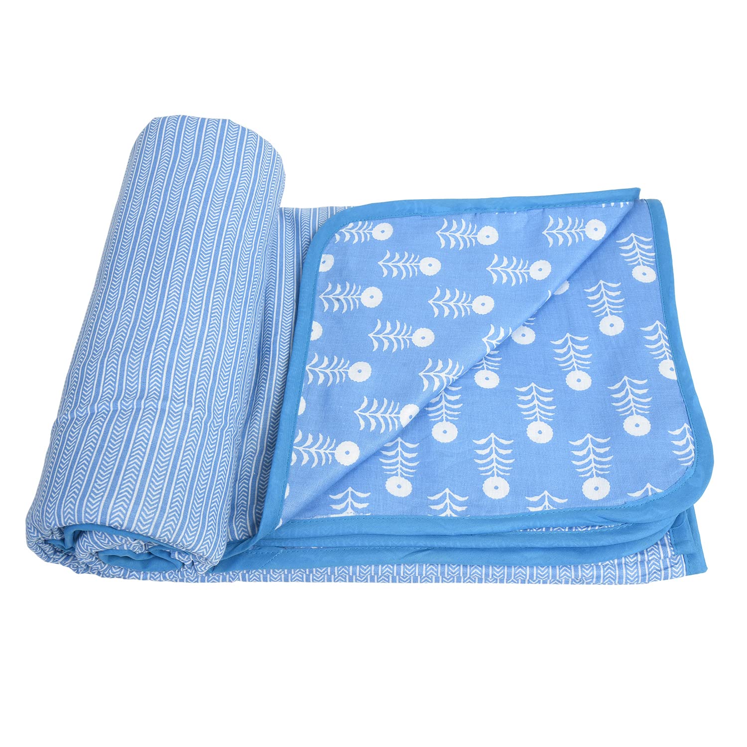 AJANTA Handloom House 100% Cotton Reversible Single Dohar Blue | Comforter for AC-image-1