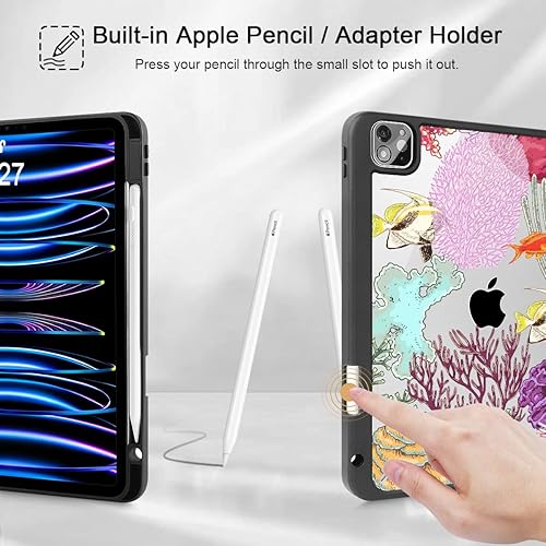 Miniatura 4 de Tuiklol Funda para iPad Pro de 11 pulgadas M2 2022 Generación 4 - Soporte para lápiz integrado a prueba de golpes, carcasa trasera transparente