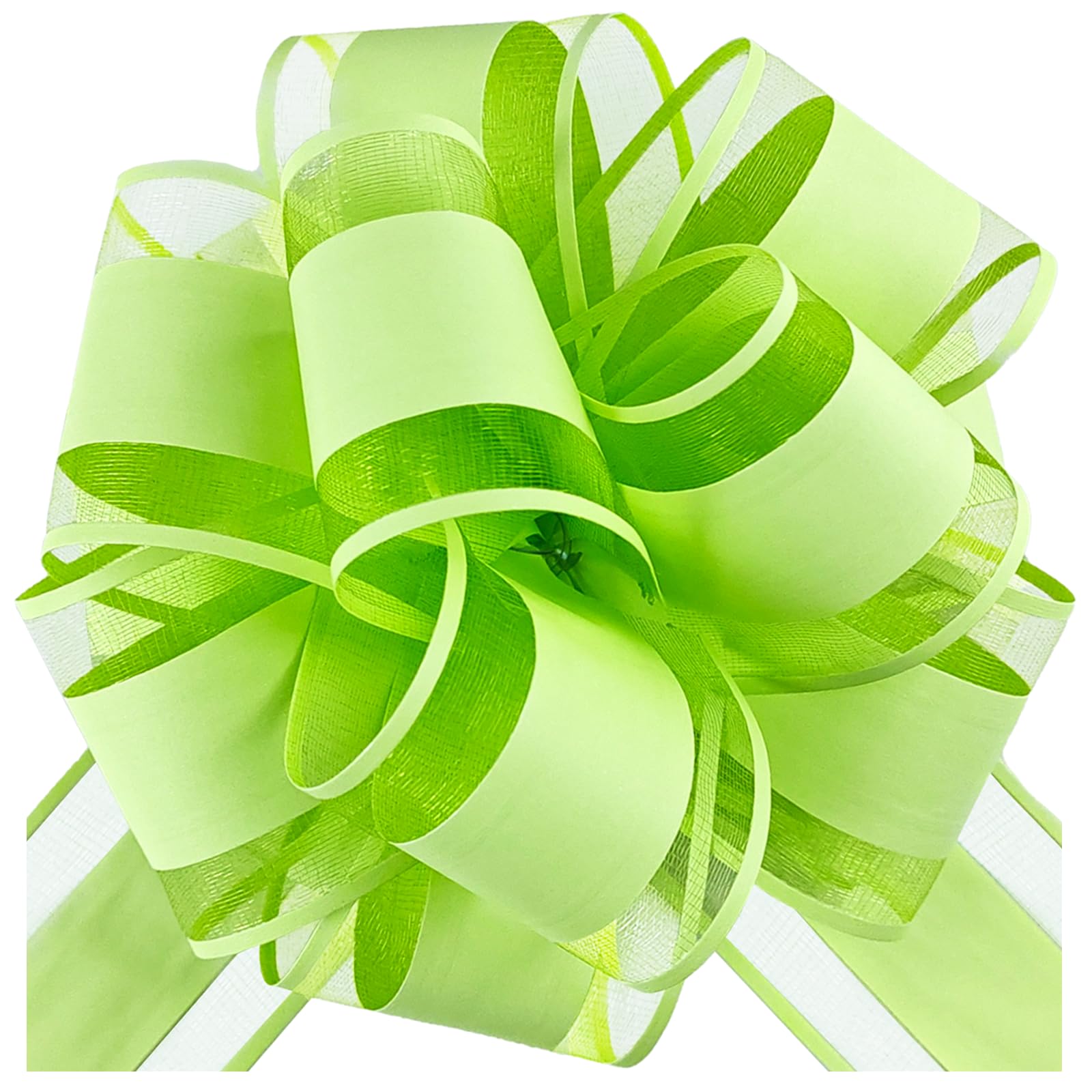 HHXUUAN Large Gift Wrap Macaron Fruit Green Pull Bows with Clear Instructions.6pcs 6 InchDurable Organza Ribbon Bow for Hampers, Baskets, Wedding, Birthday & Present Decorations