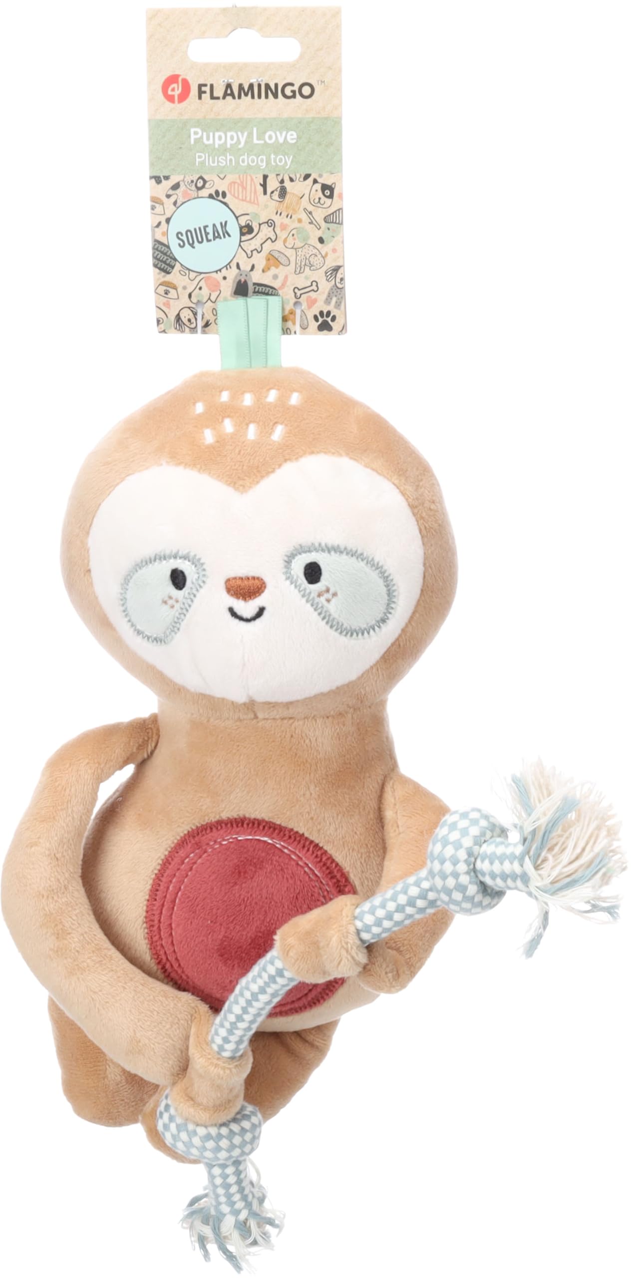 TOY PUPPY PHOEBE SLOTH WITH ROPE BROWN 28x8x29CM