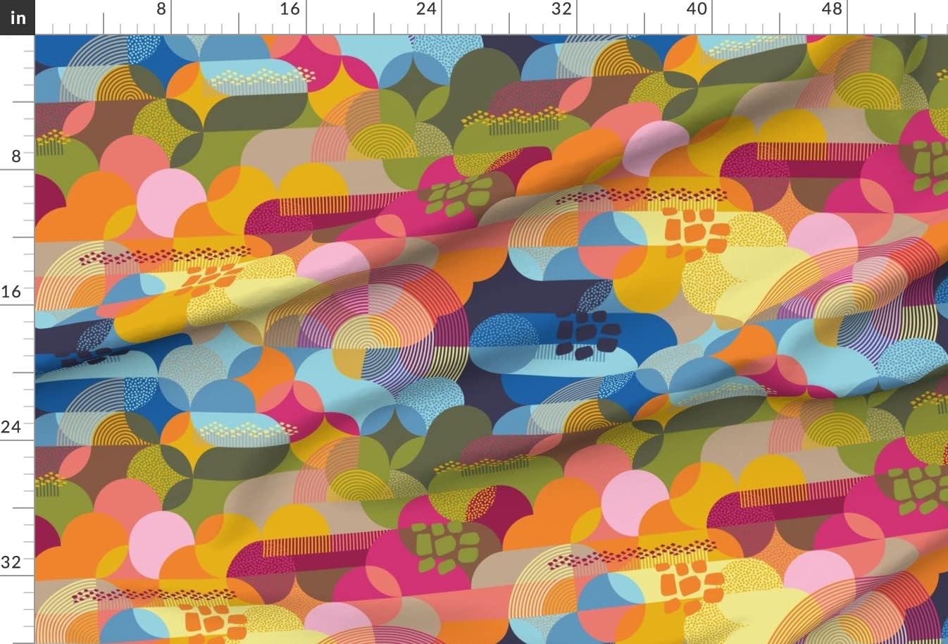Spoonflower Fabric - Abstract Landscape Mid Century Modern Colorful Summer Colorblock Printed on Upholstery Velvet Fabric Fat Quarter - Upholstery Home Decor Bottomweight Apparel