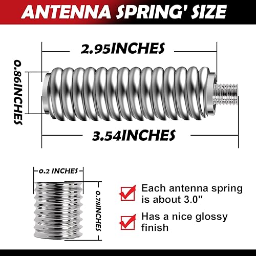 Miniatura 12 de SS-3H - Muelle de antena CB, resorte de montaje de antena de radio CB resistente de acero inoxidable, resorte para adaptarse a dispositivos Negro