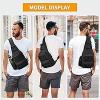 Vista 20 de BAIGIO Tactical EDC Sling Bag Militar Una Correa Hombro Mochila Molle Range Bolsas Paquete de Pecho, #01-verde militar, Pequeño, Bolso táctico