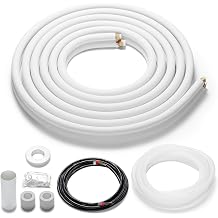 TURBRO 25 Ft. Mini Split Line Set, 1/4" & 5/8" O.D. Copper Pipes Tubing