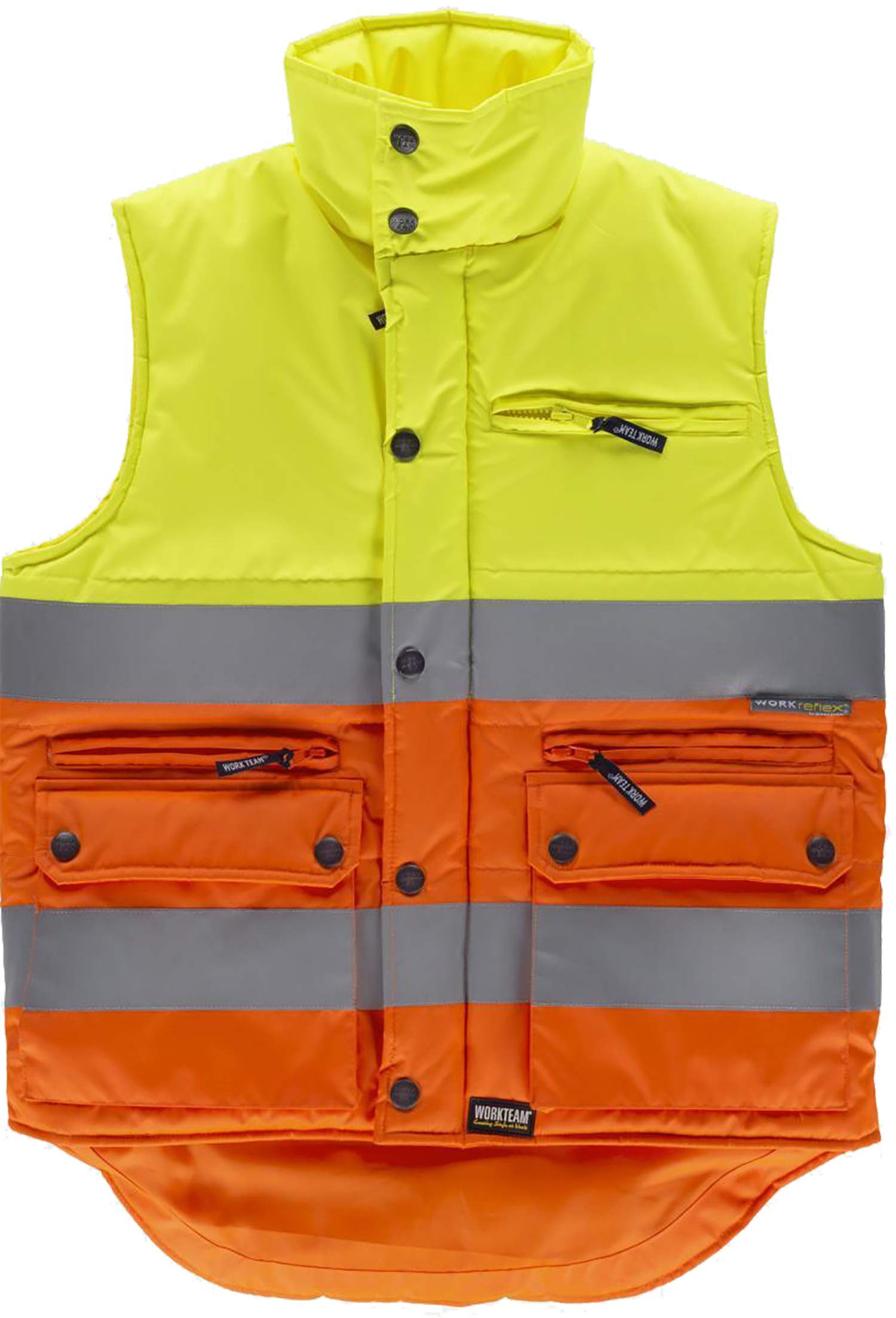 Work Team Chaleco Acolchado Alta Visibilidad Bicolor con Dos Cintas Reflectantes. Hombre