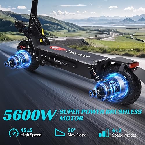 Miniatura 2 de 5600W Electric Scooter for Adults Up to 455MPH,27AH Battery with 52 Miles Travel Range, Folding 11" Vacuum Off Road Tire E Scooter with Seat