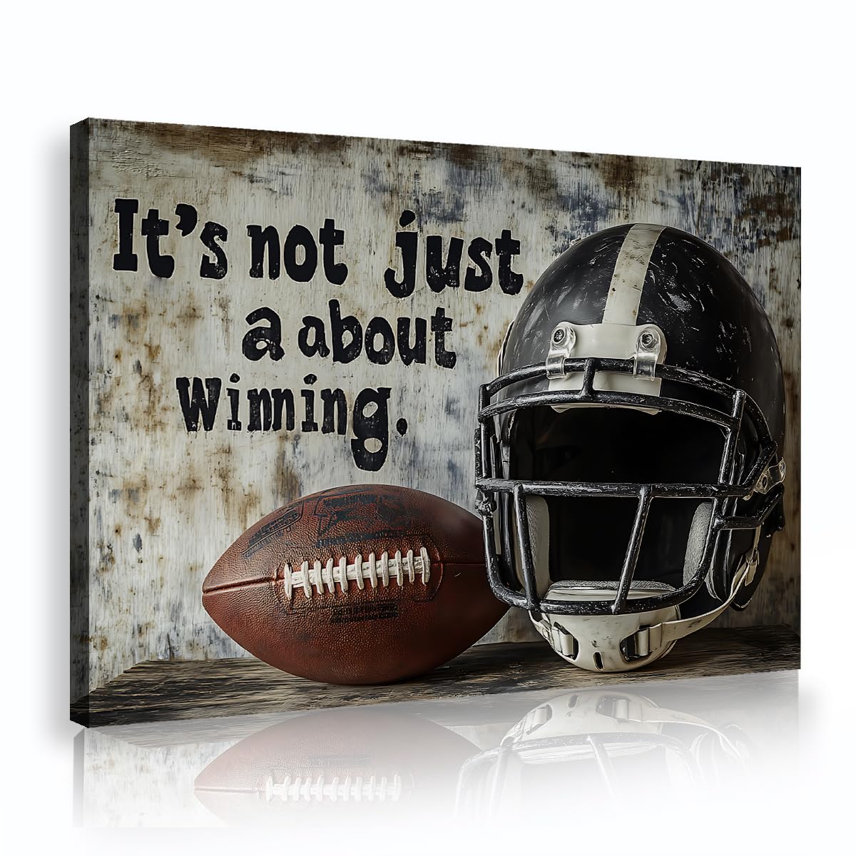 TOANGWALL Tela rústica de fútbol americano Arte mural Grabados de casco Murales deportivos Pósteres motivacionales Obras de arte Pinturas para hombre Sala de juegos Decoración del hogar 80x120cm