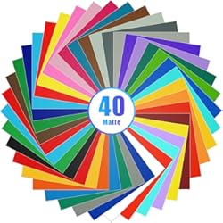 Vinilo Adhesivo Para Ceramica Lya Vinyl Paquete de 40 vinilos permanentes mate para Cricut & Silhouette Cameo 4, vinilo Cricut para decoración de fiestas, calcomanías, cortador de manualidades (color mate, paquete de 40)