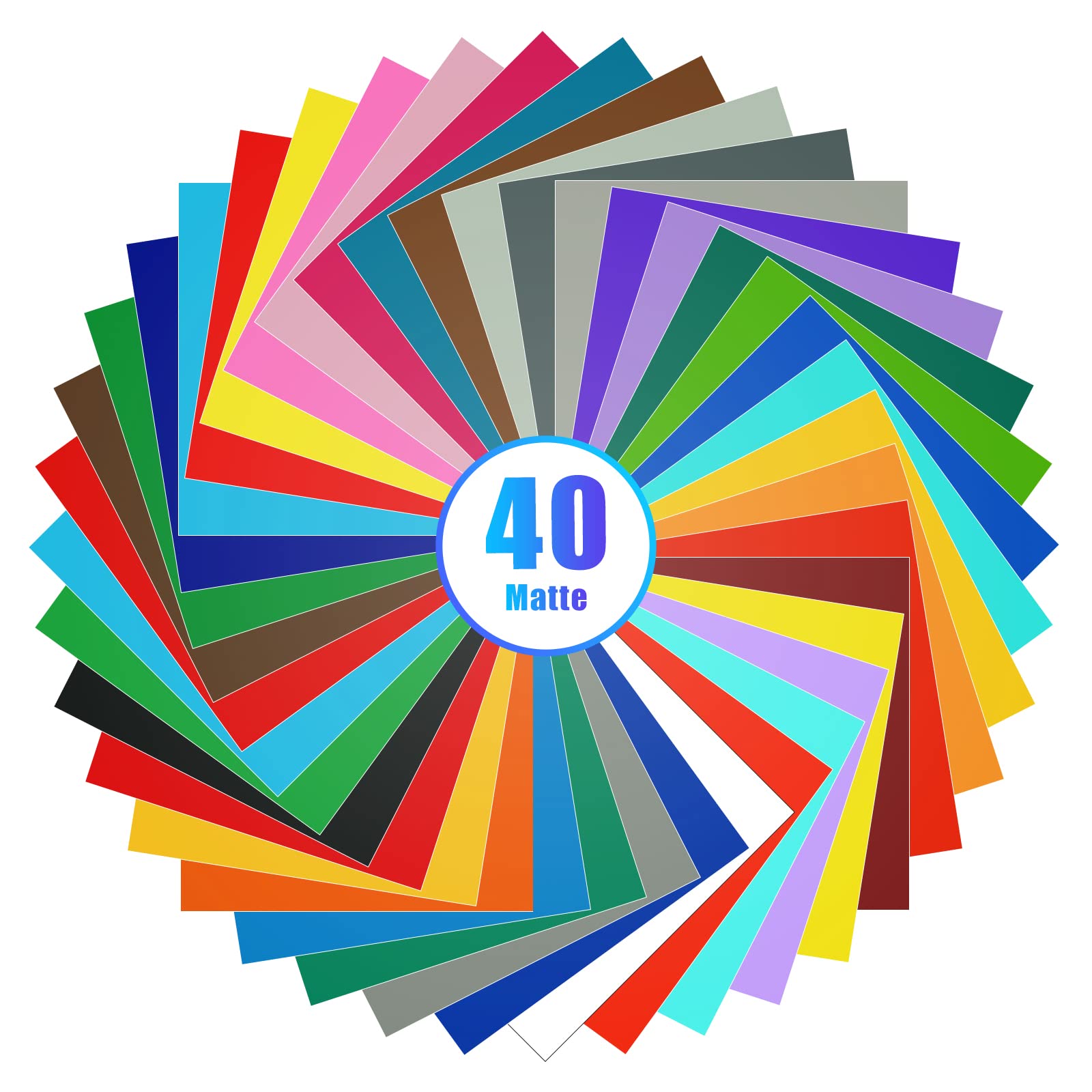 Lya Vinyl 40 Pack Matte Permanent Vinyl Bundle - 40 Matte Colors - 12" x 12" Sheets - Compatible with Cricut & Silhouette Cameo 4 - Outdoor, Metal, Plastic, Glass, Wood, Mirror, Ceramic