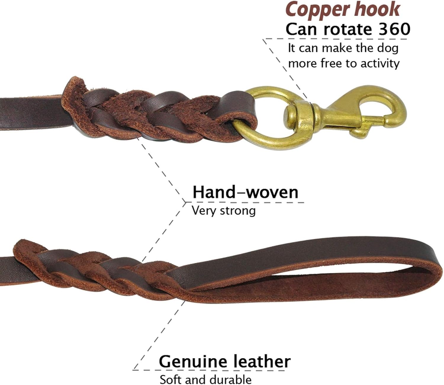 Primal Pet Dog Leash Braided Leather Dog Leash Pet Walking Training Leash Lead for Medium Large Dogs German Shepherd Gift Dog Training Dog Leash (Color : A Size : 18mm x 115cm) (B 16mm x 210cm)