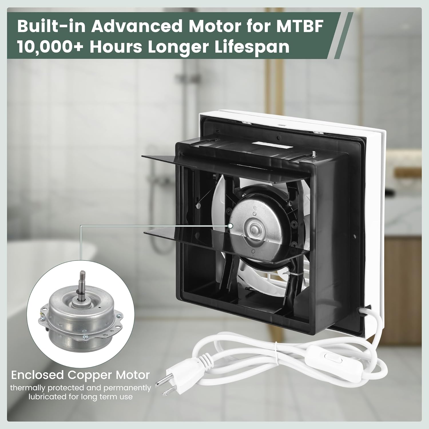 Fanspex 8" Shutter Exhaust Fan, 310CFM Window or Wall Mount Ventilation Fan for Greenhouse, Attic, Garage, Bathroom, Kitchen