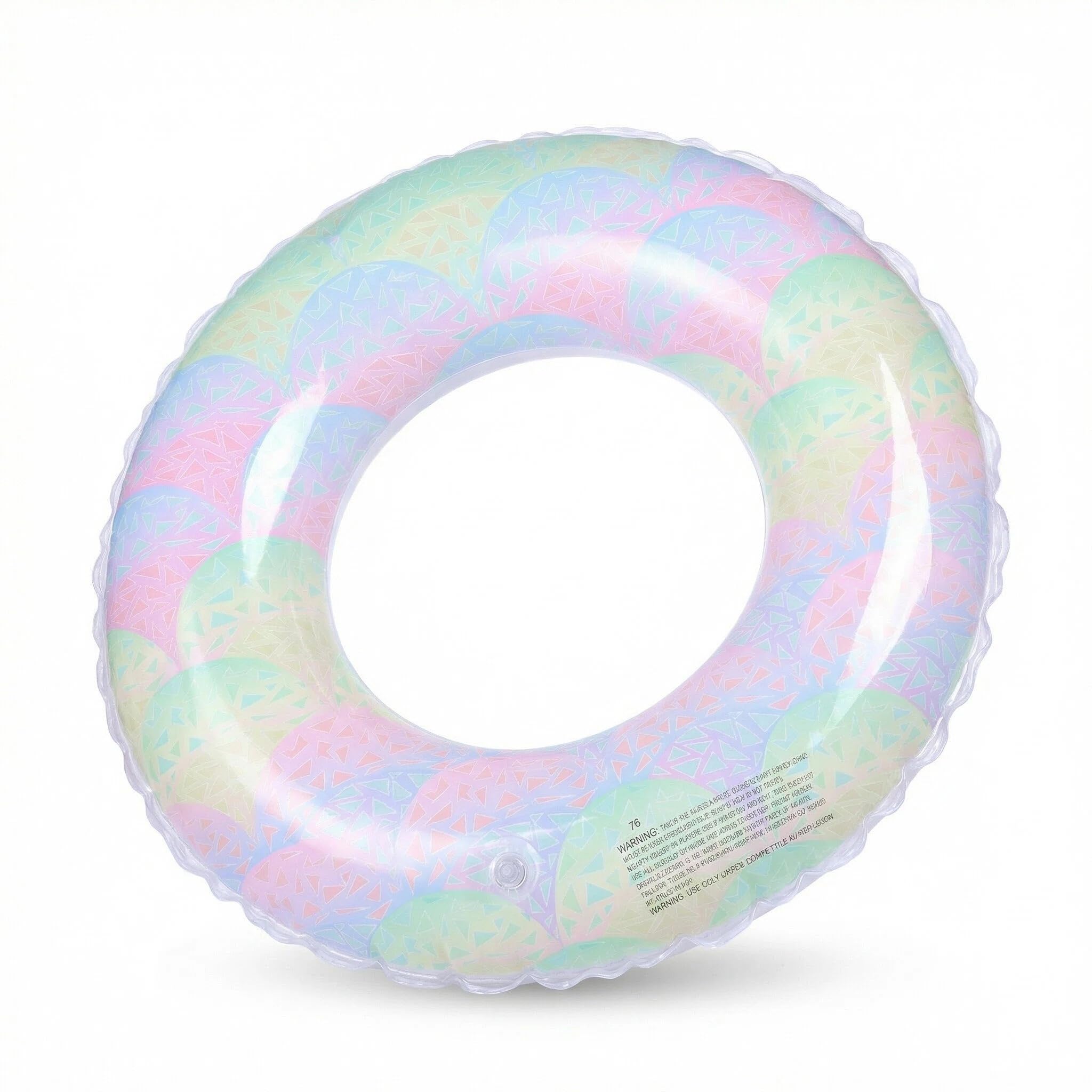 Fish Scale Pattern Inflatable Swim Ring, QIANSSE 83cm Pool Float Swim Ring for Teens Adults PVC Swim Ring for Swimming Fun Water Pool Toys Summer Pool Floats