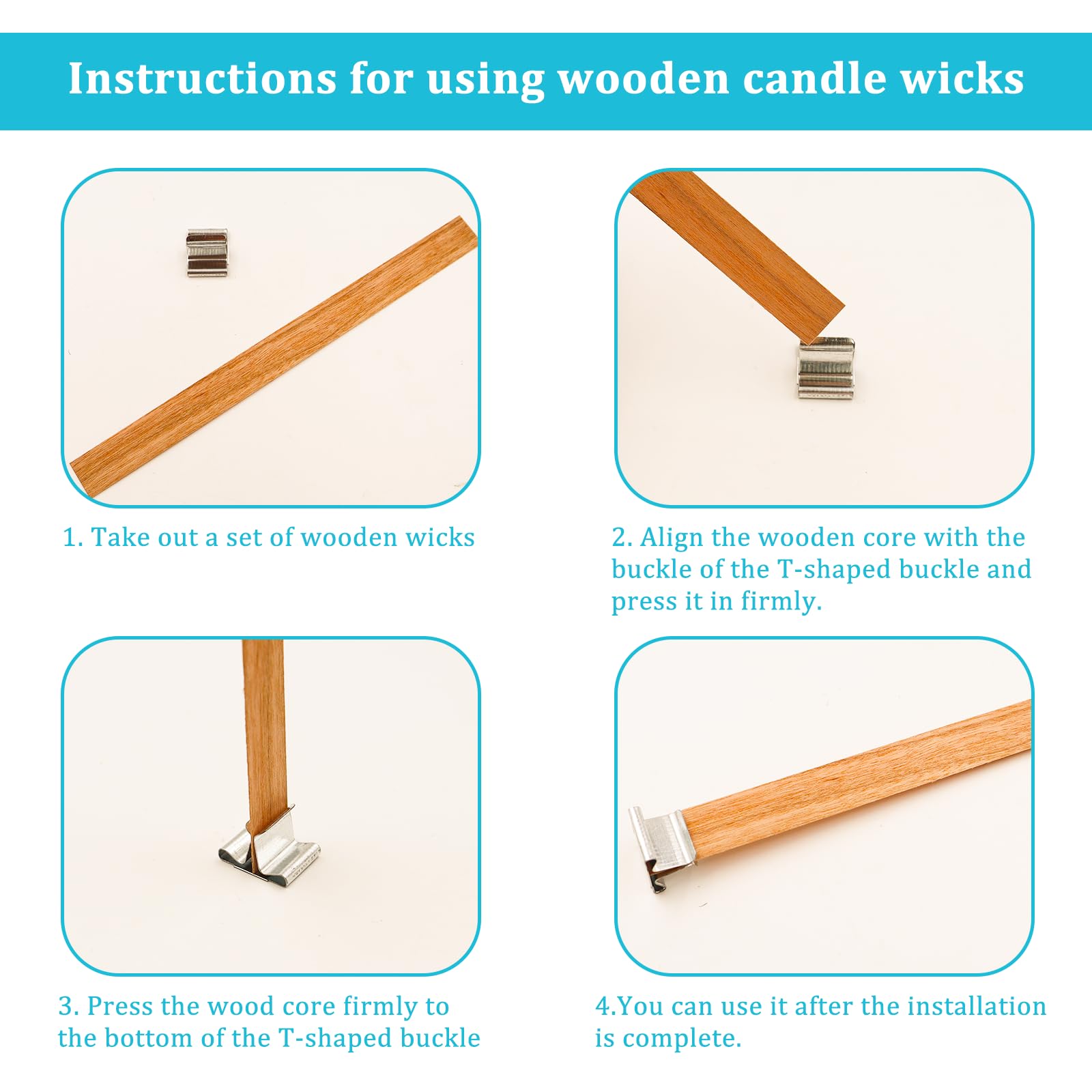 100 Stoppini Per Candele In Legno + 50 Basi - Naturali Ed Ecologici Per Candele Fai Da Te | Tagliabili - Foto 6