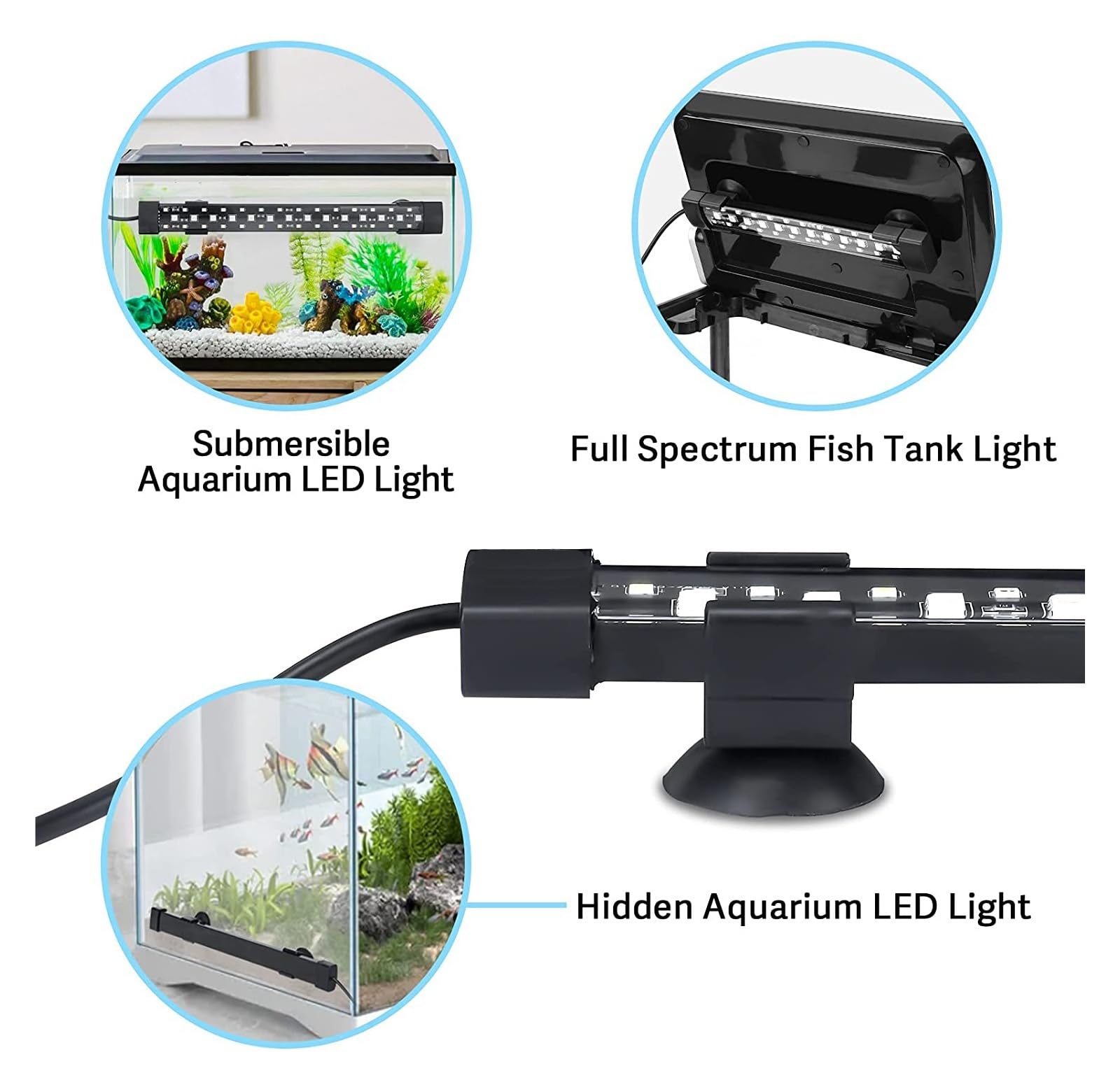 Luz del acuario, Luz sumergible for acuario, lámpara subacuática, regulador de intensidad de espectro completo, WRGB, luz Led for acuario(18cm)