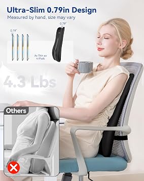 KingPavonini Back Massager for Pain Relief Deep Tissue, Up-Down Rolling & Ultra-Slim Shiatsu Back Massager with Cushion Layer, Lower Back Massage for Chair Home Office, Gift for Men Women